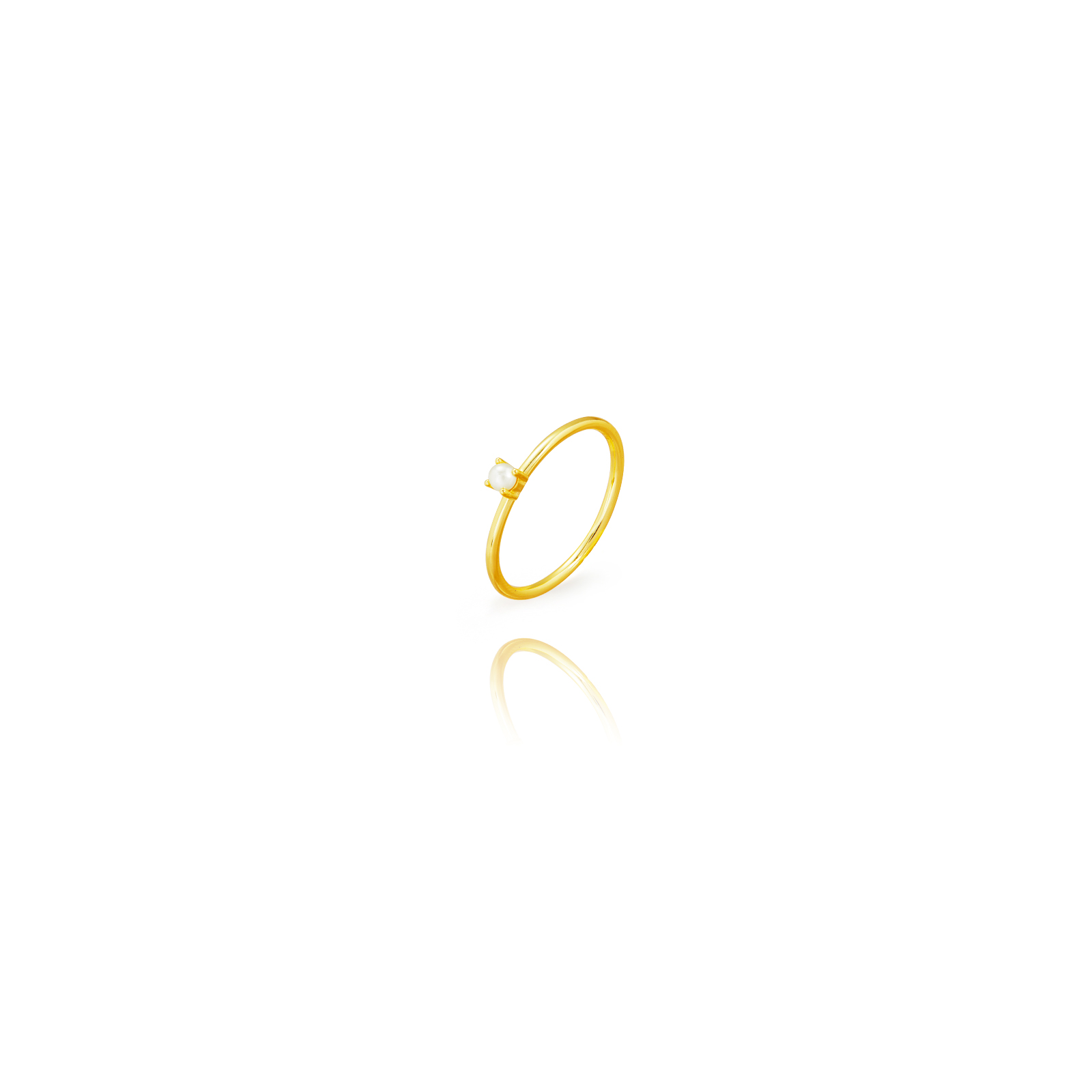 Anillo Plata Mineral Anillo Plata - Perla - 3 mm -  Bañado Oro