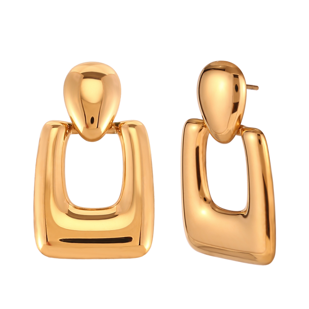 Pendiente Acero Liso Pendientes Acero Picaporte - 33*20 mm - Color Oro y Plata