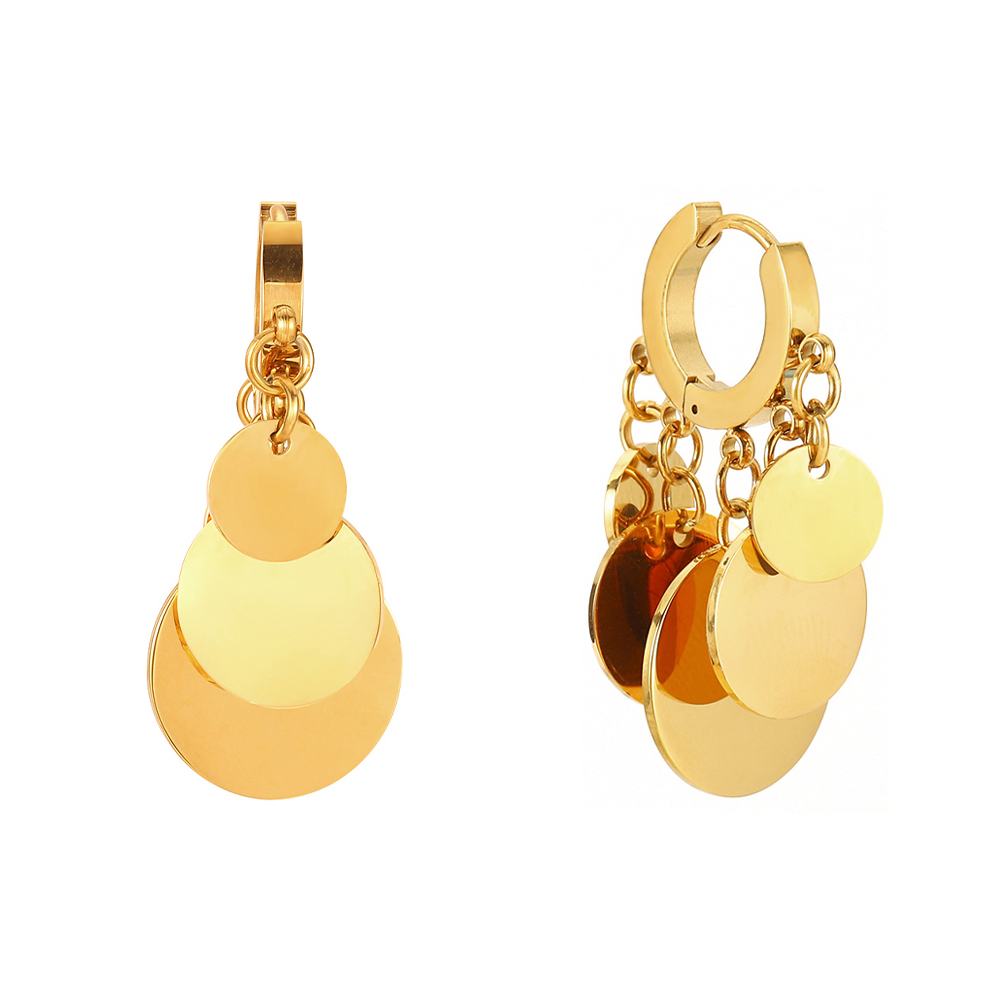 Pendiente Acero Liso Pendiente Acero - Aro 13 mm - Círculos - 34 mm  - Color Oro y Plata