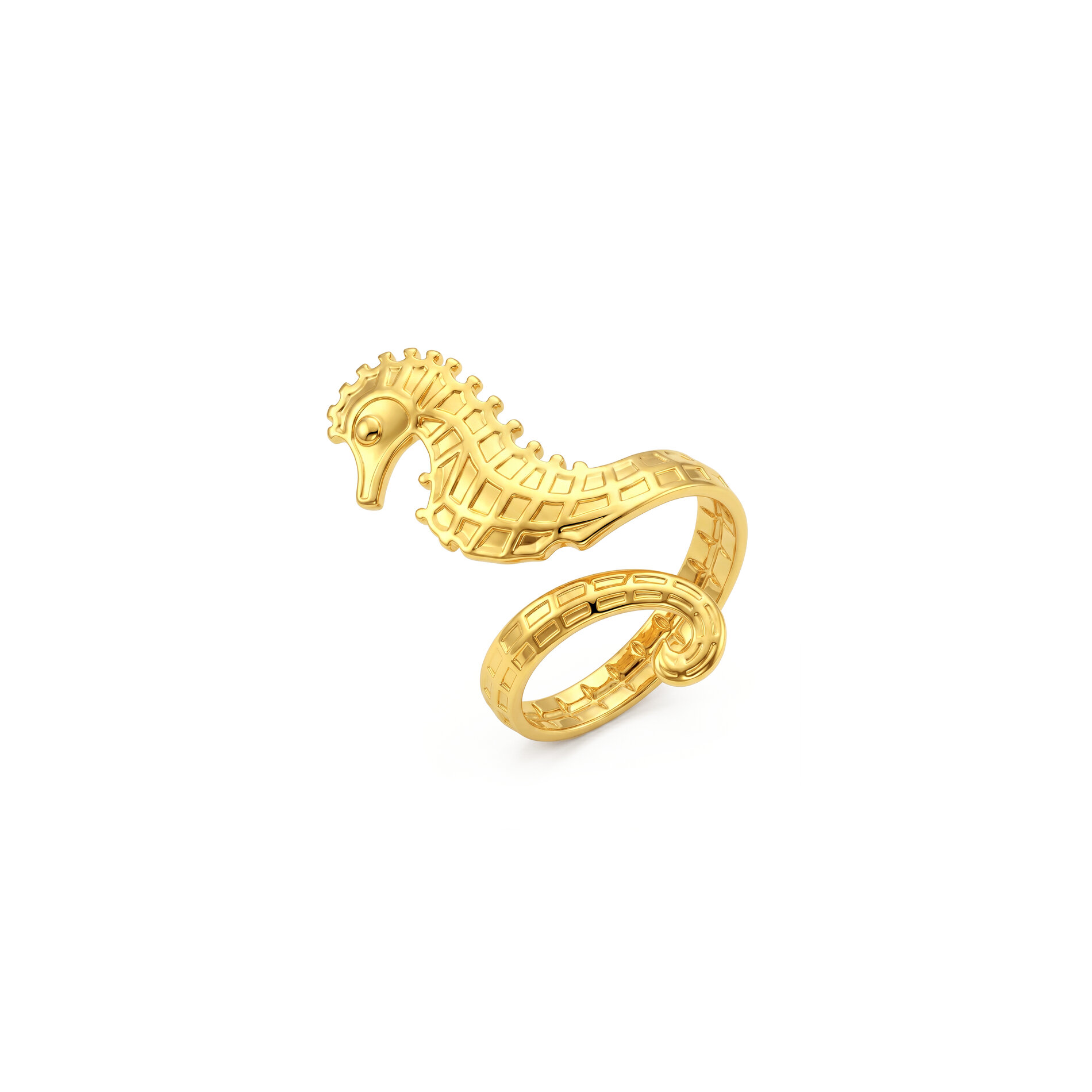 Anillo Acero Liso Anillo Liso Abierto - Caballito del Mar - 37 mm - Color Oro y Acero