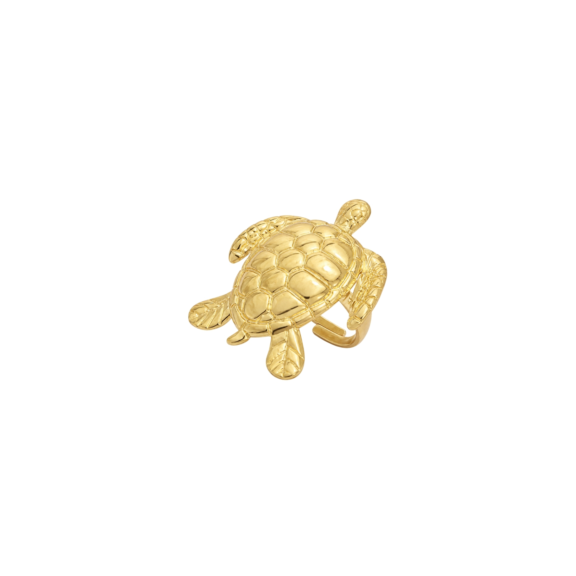 Anillo Acero Liso Anillo Acero Liso - Tortuga - Ajustable - 32 mm - Color Oro y Color Acero