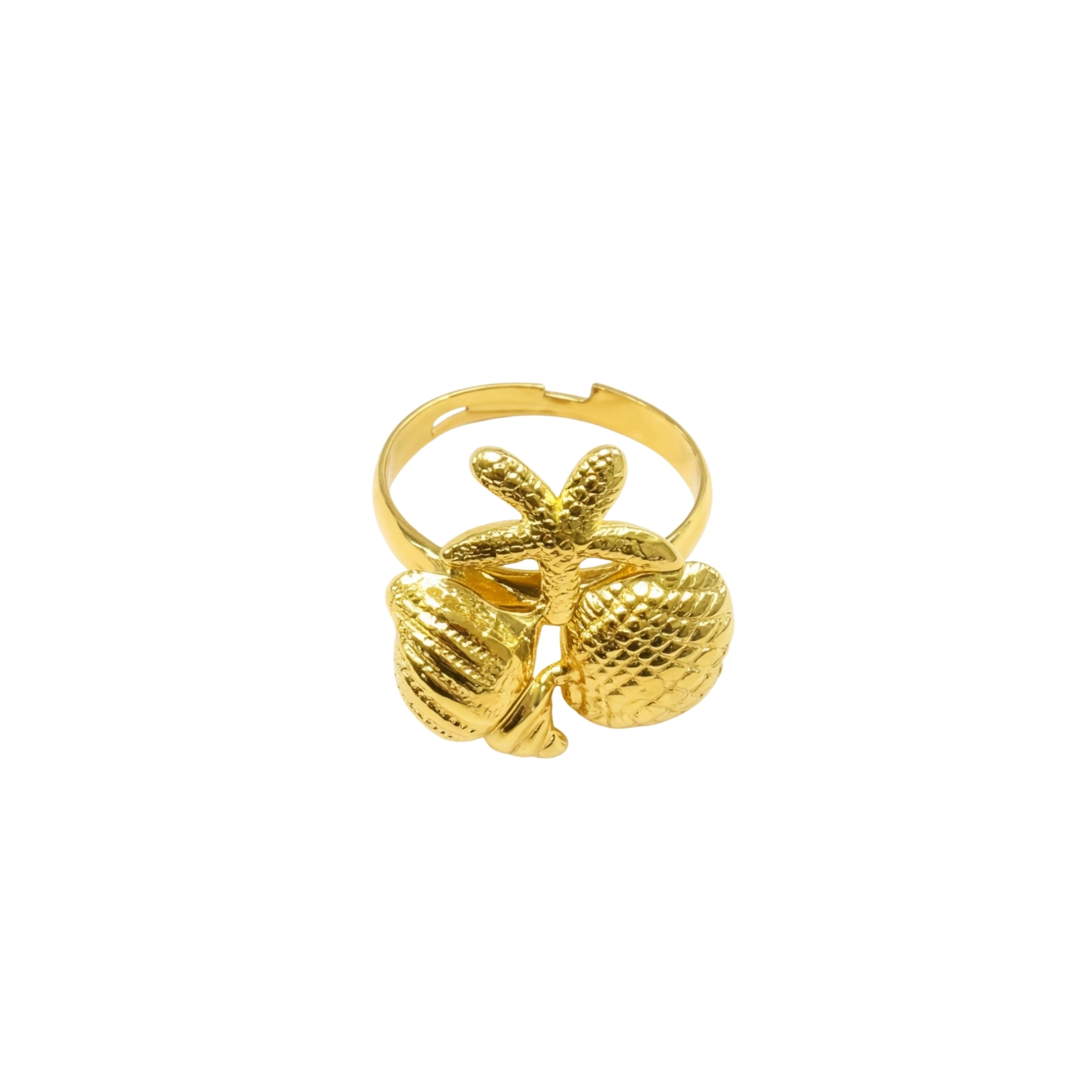 Anillo Acero Liso Anillo Acero Liso - Figuras del Mar - Ajustable - 21 mm - Color Oro y Color Acero