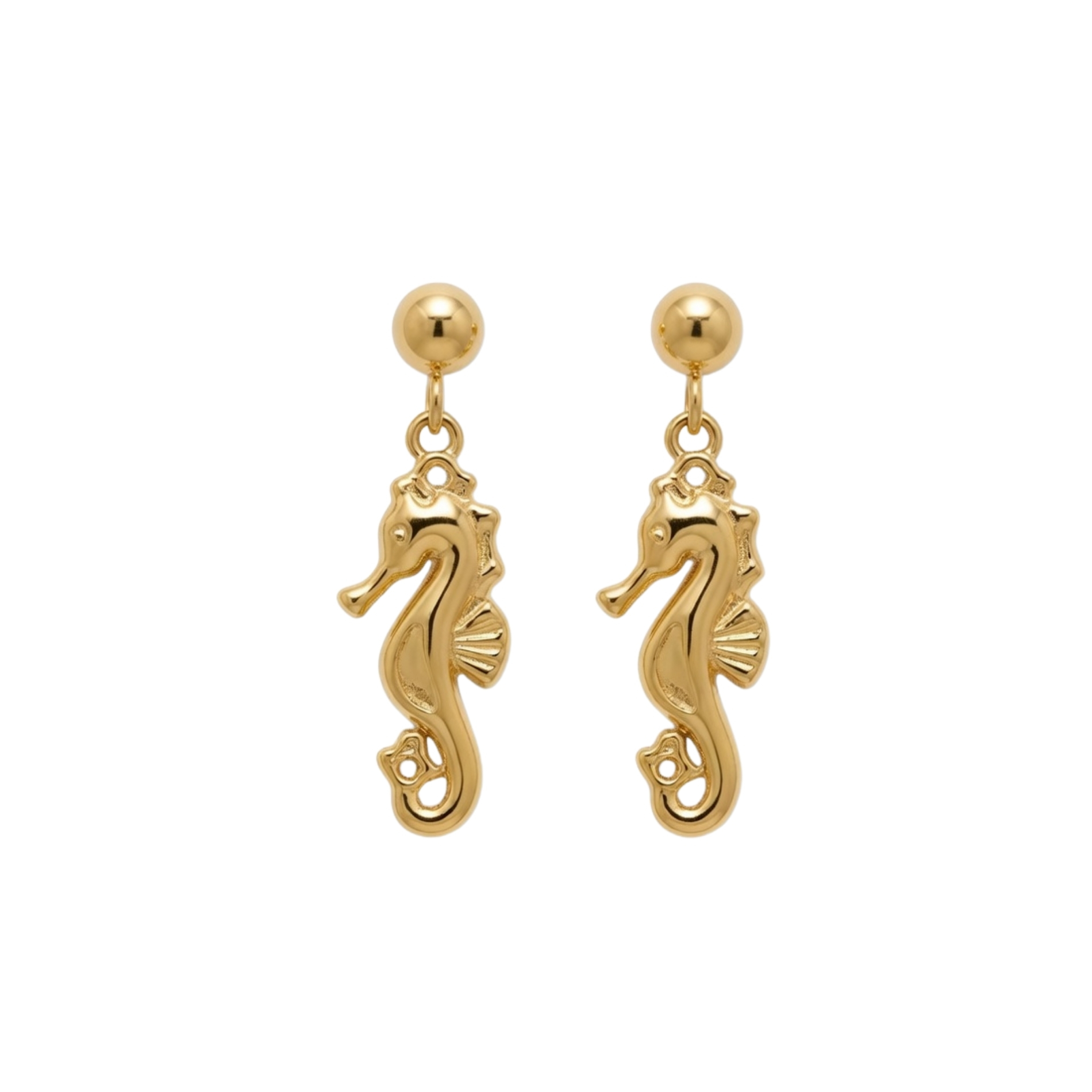 Cadena Plata Mineral Pendiente Acero Liso - Caballito de Mar - Diseño - 30 mm - Color Oro y Color Acero