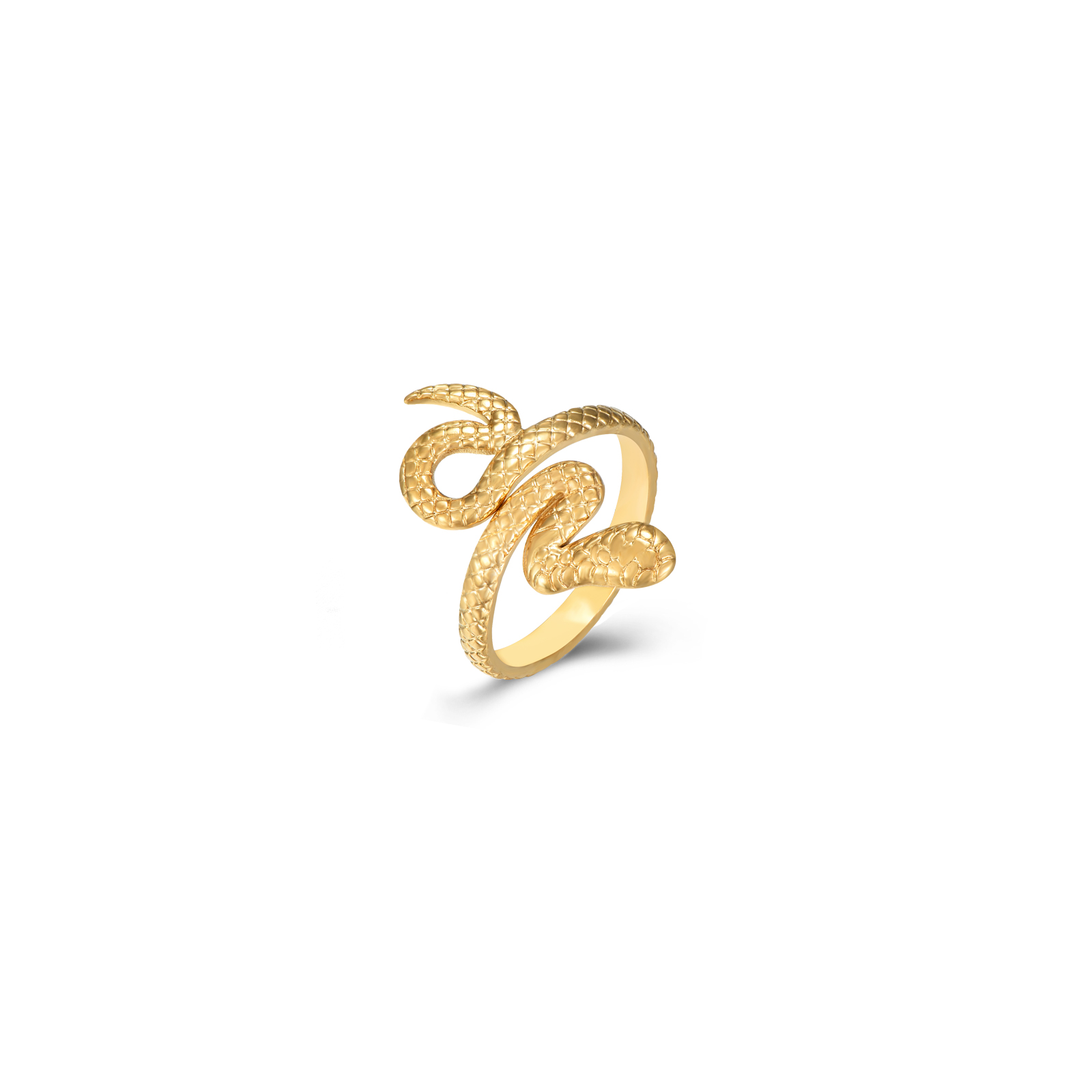 Anillo Acero Liso Anillo Acero - Serpiente - Ajustable de 12 a16 - Color Oro