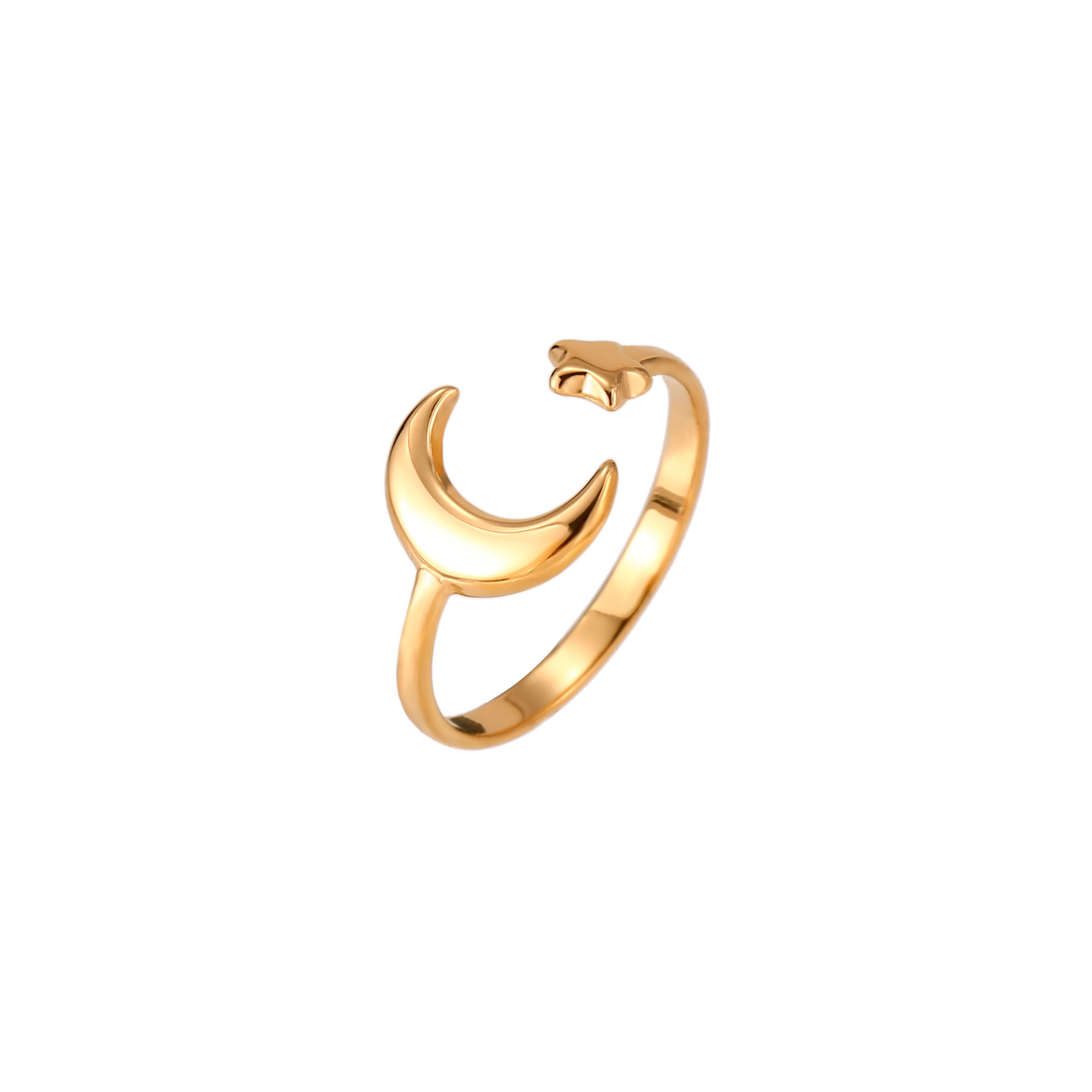 Bagues Argent Lisse Bague d'Orteil en Acier - Ouvert - Lune et Étoile - Couleur Or et Couleur Argent