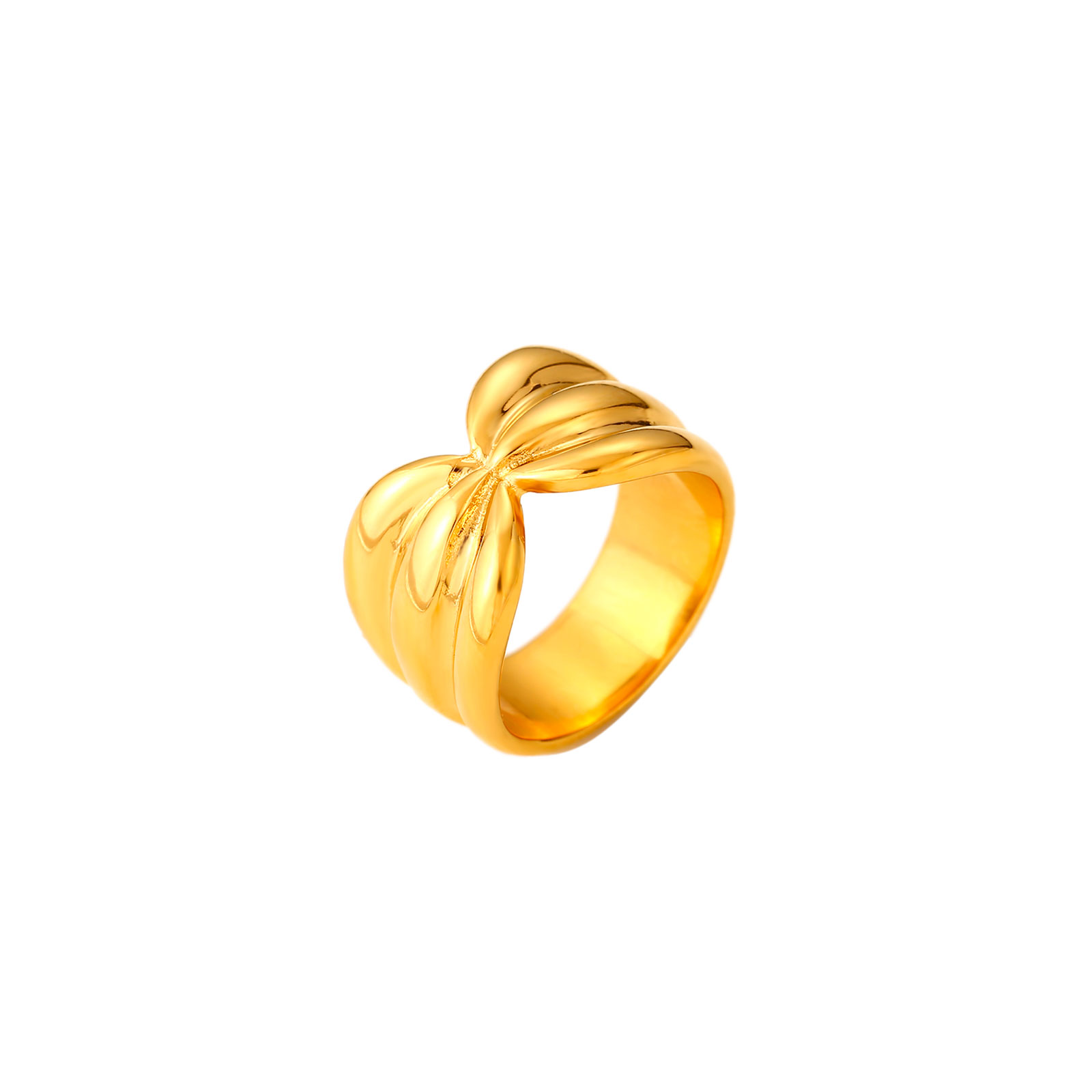 Bagues Argent Lisse Bague Noeud Papillon en Acier - 12 mm - Couleur Or et Argent