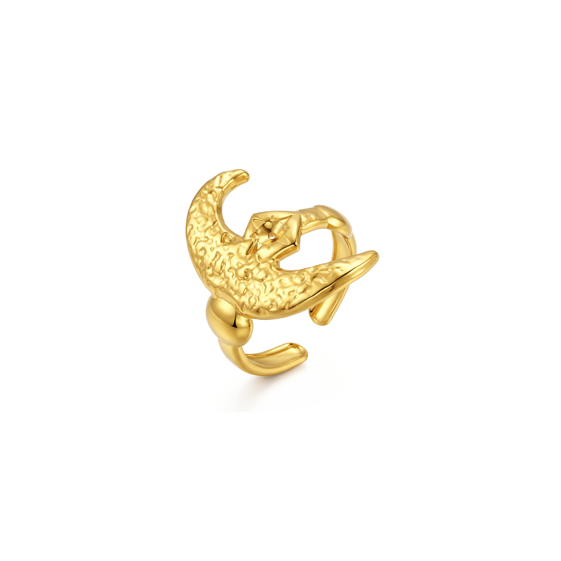 Anillo Acero Liso Anillo Liso Abierto - Luna - 23 mm - Color Oro y Acero