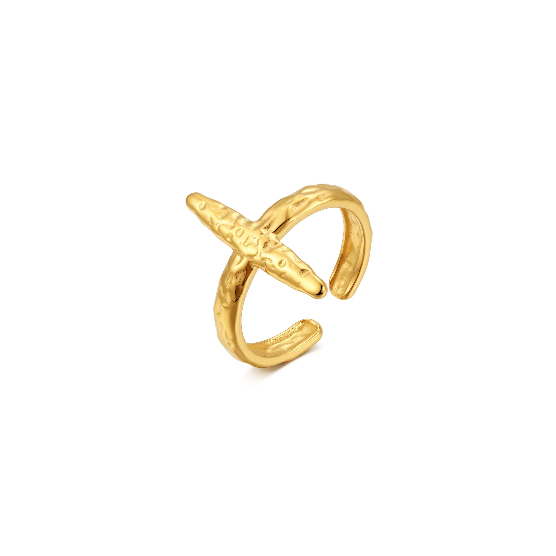 Anillo Acero Liso Anillo Liso Abierto - Colmillo - 20 mm - Color Oro y Acero