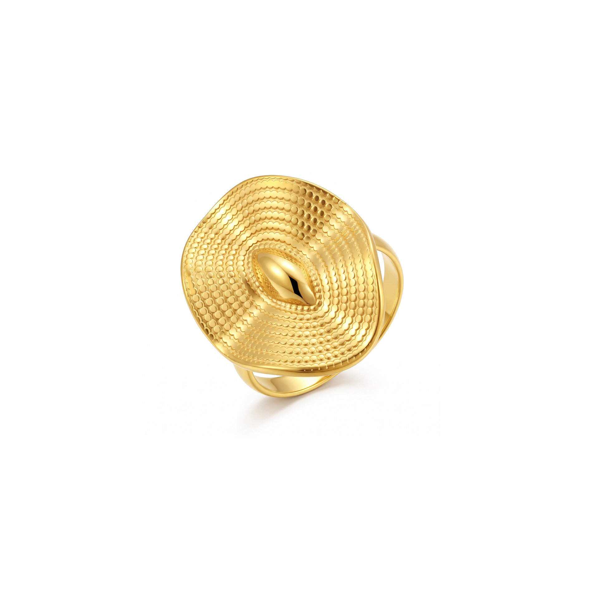 Anillo Acero Liso Anillo Liso Abierto - Ovulado Irregular - 23 mm - Color Oro y Acero