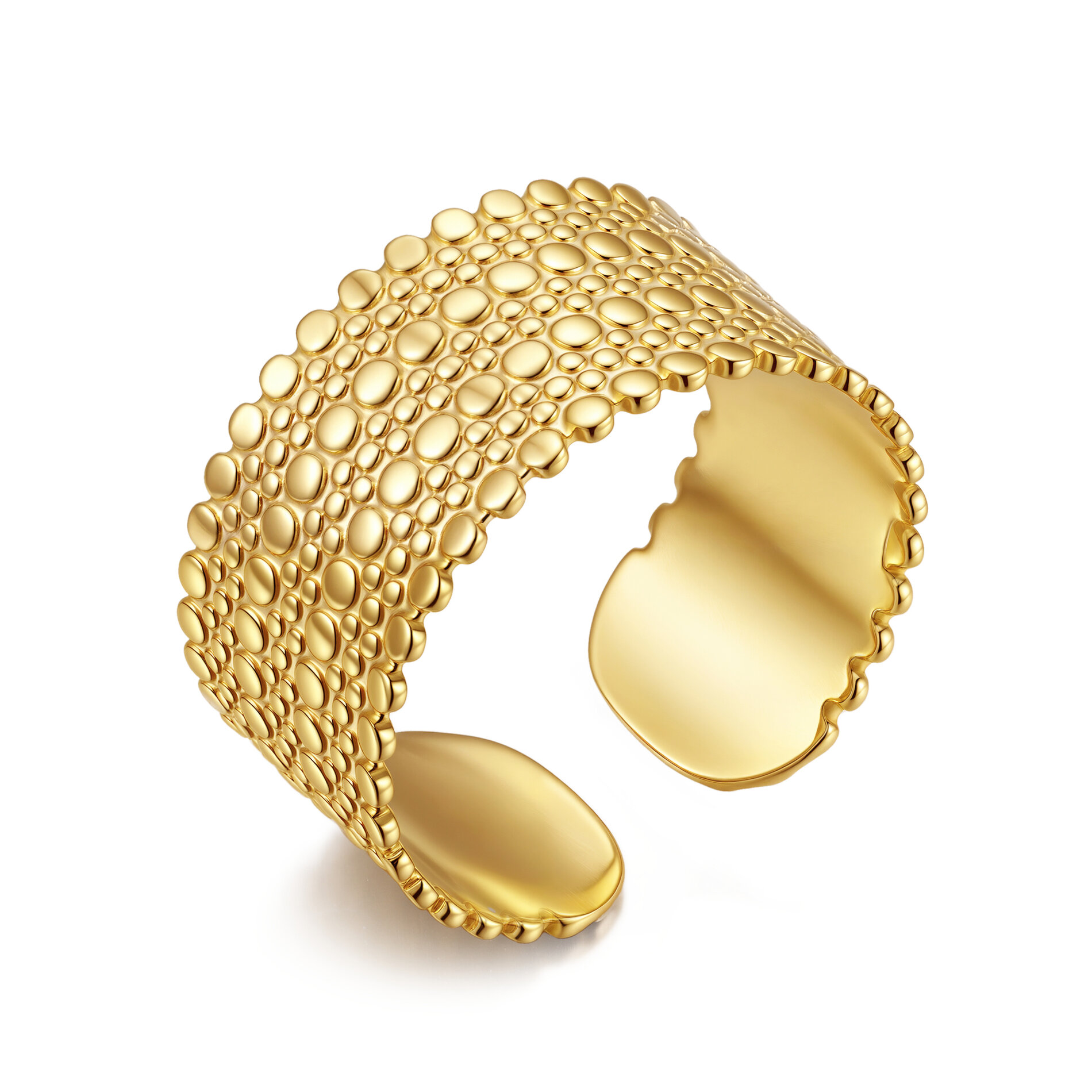 Anillo Acero Liso Anillo Liso Abierto - Texturizado - Color Oro y Color Acero