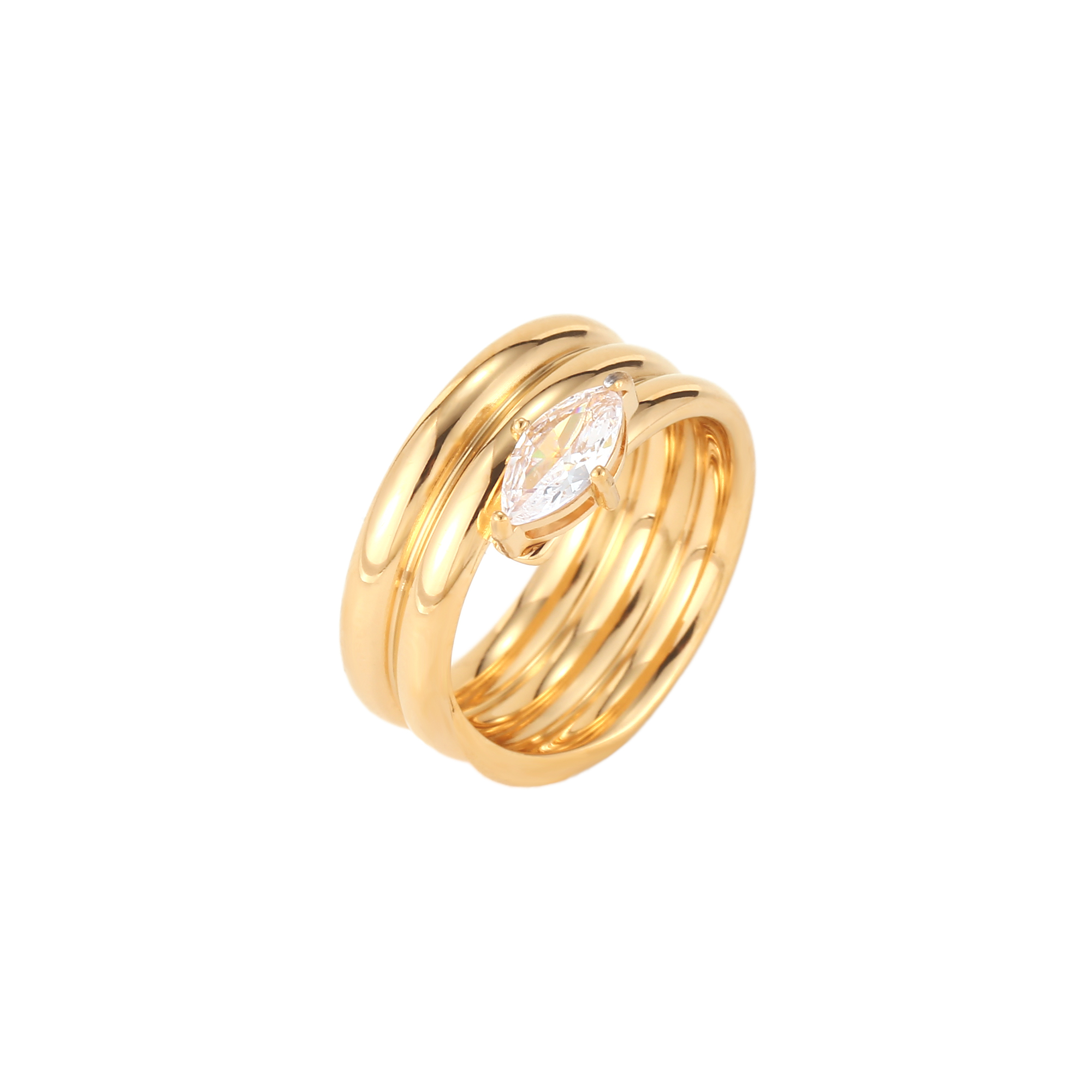 Anillo Acero Circonita Anillo Acero Circonita - 24 mm - Color Oro
