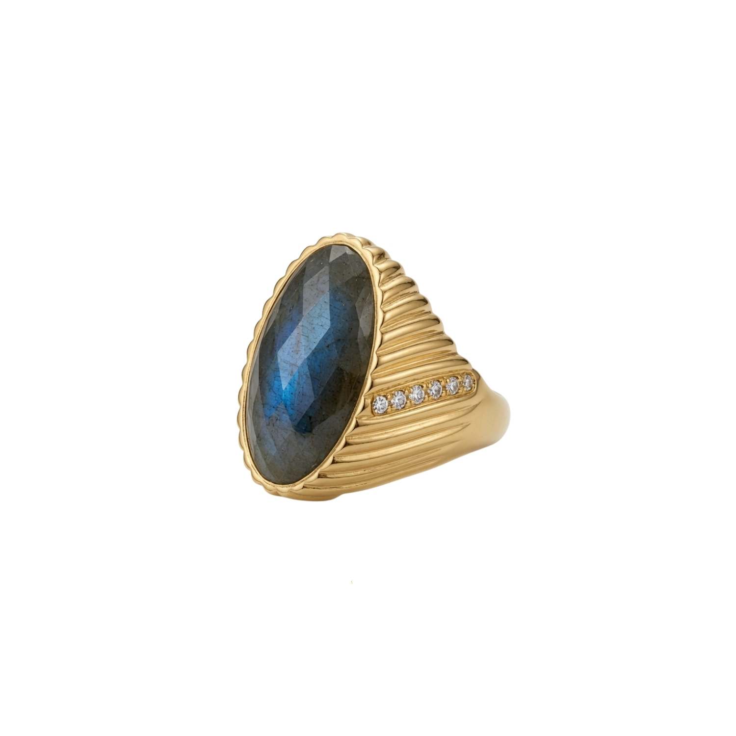 Anillo Bronce Mineral Anillo Mineral - Corte a Cuadros 26 mm - Bañado Oro
