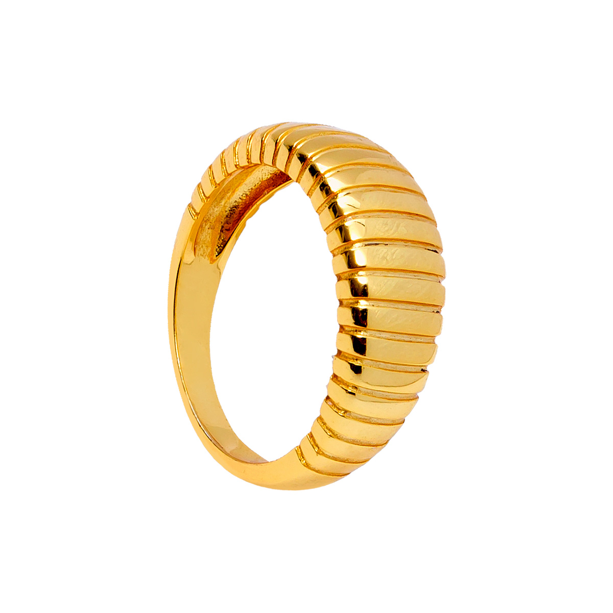 Anillo Plata Lisa Anillo Rayas -7.5mm 1 Micron - Bañado Oro y Plata Rodiada