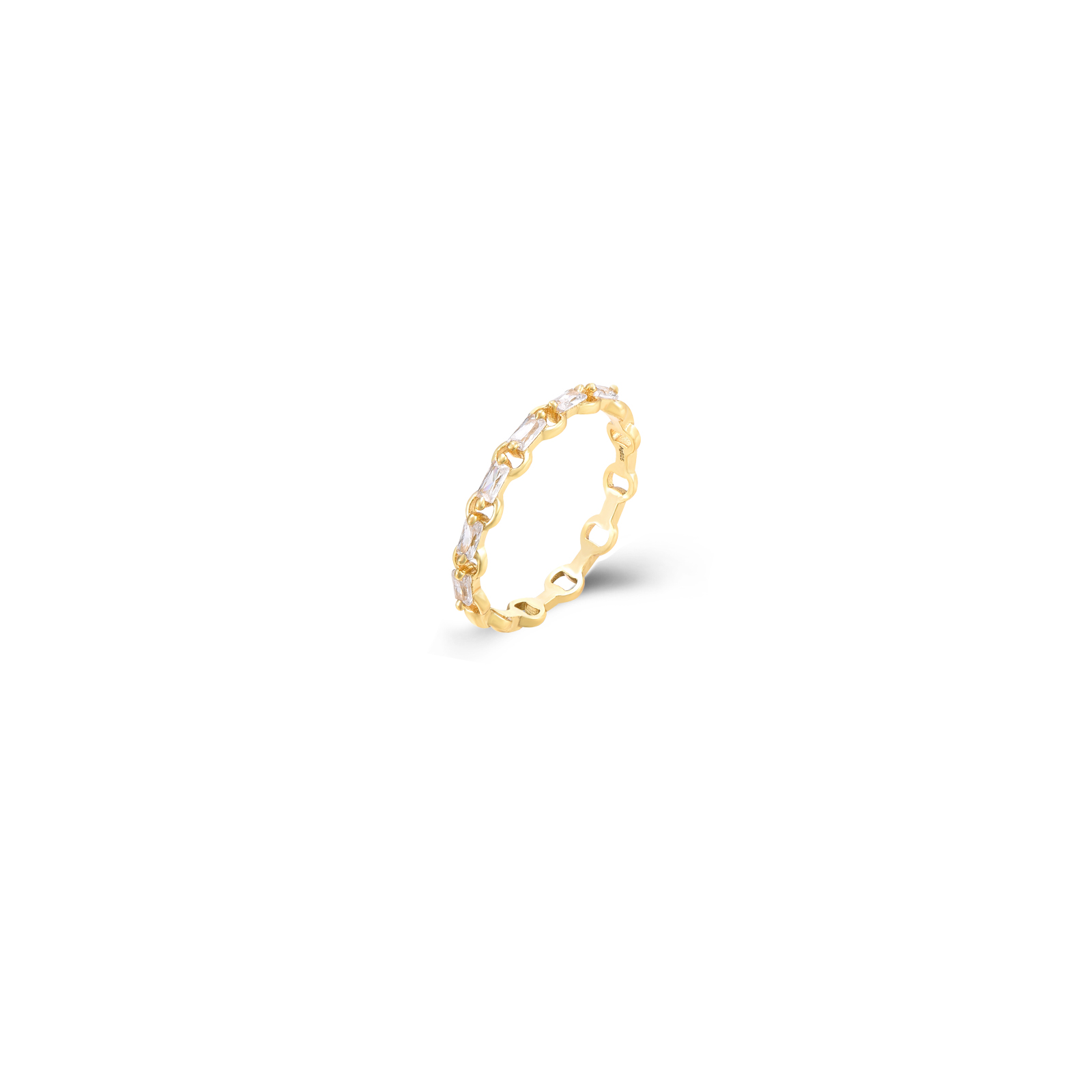 Anillo Plata Circonita Anillo Cadena - Circonita - Plata Bañado Oro y Plata Rodiada