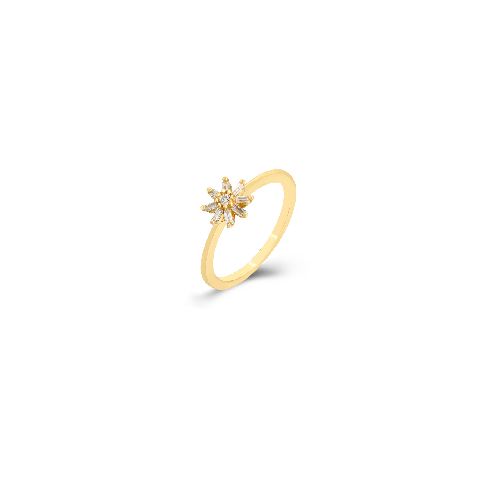 Anillo Plata Circonita Anillo Abierto Circonita - Flor 8 mm - Bañado Oro