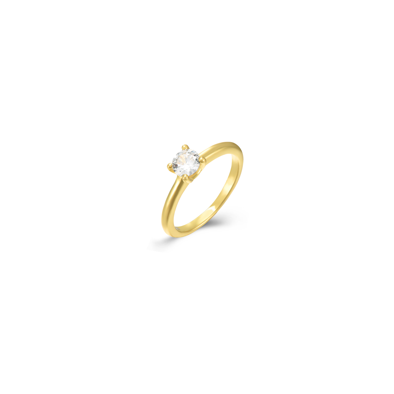 Silver Zircon Rings Solitaire Ring - Zirconia 5mm - Gold Plated