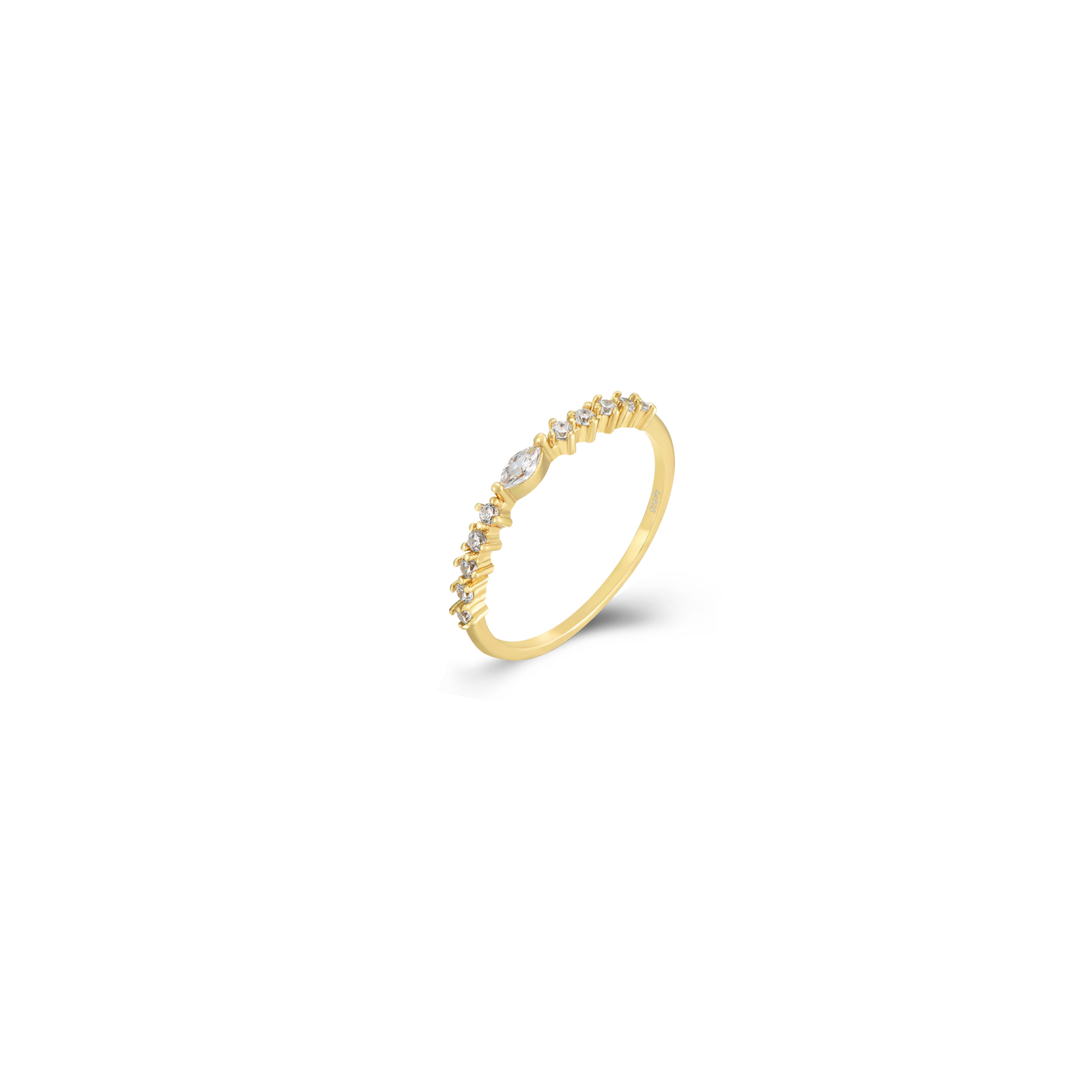 Anillo Plata Circonita Anillo Circonita Marquesa - 2,5 mm - Bañado Oro