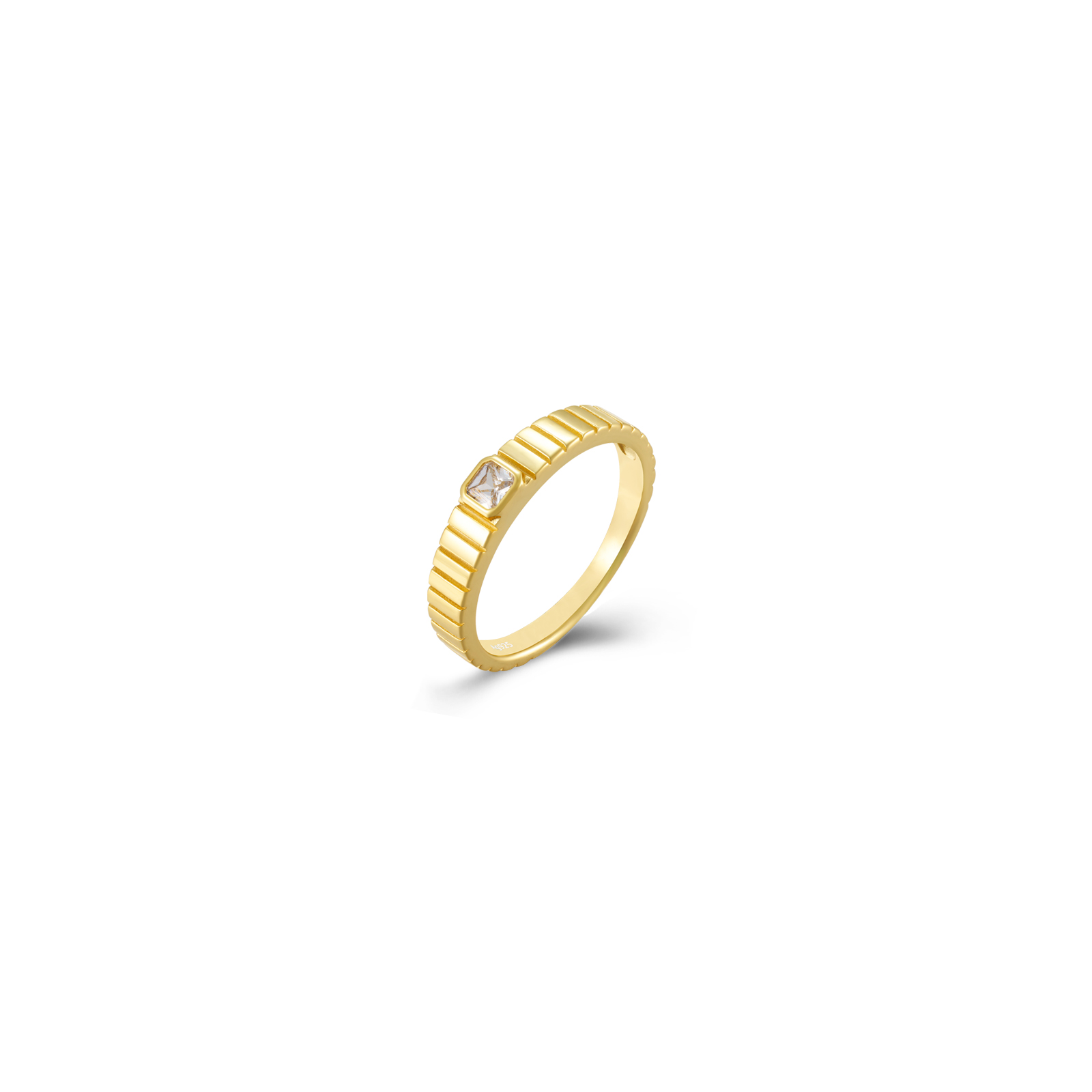 Anillo Plata Circonita Anillo Solitario - Circonita 3,5mm - Bañado Oro