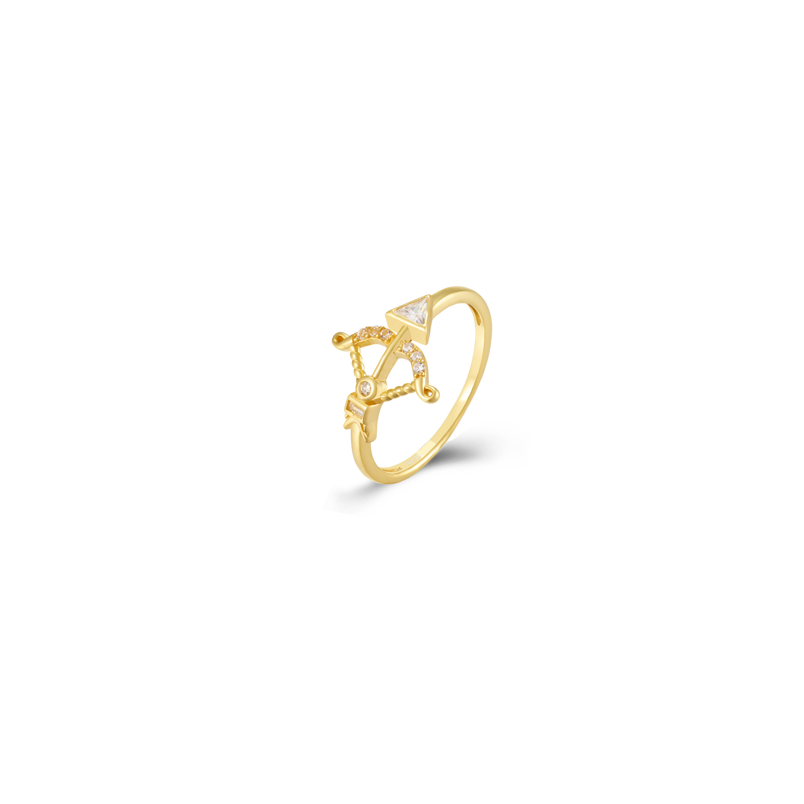 Anillo Plata Circonita Anillo Flecha - Circonita 12,5*14,5mm - Bañado Oro