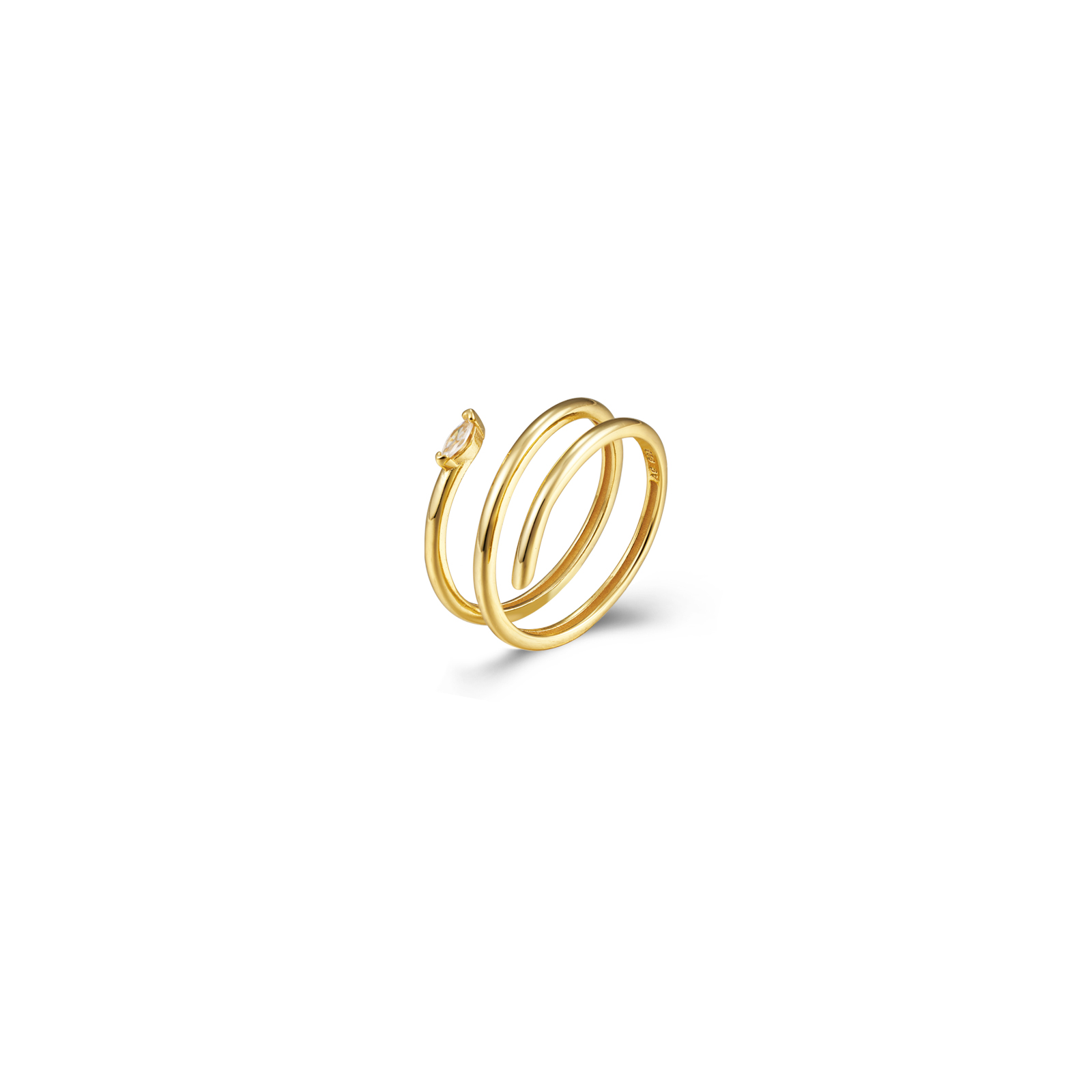 Anillo Plata Circonita Anillo espiral circonita - Bañado Oro y Plata Rodiada