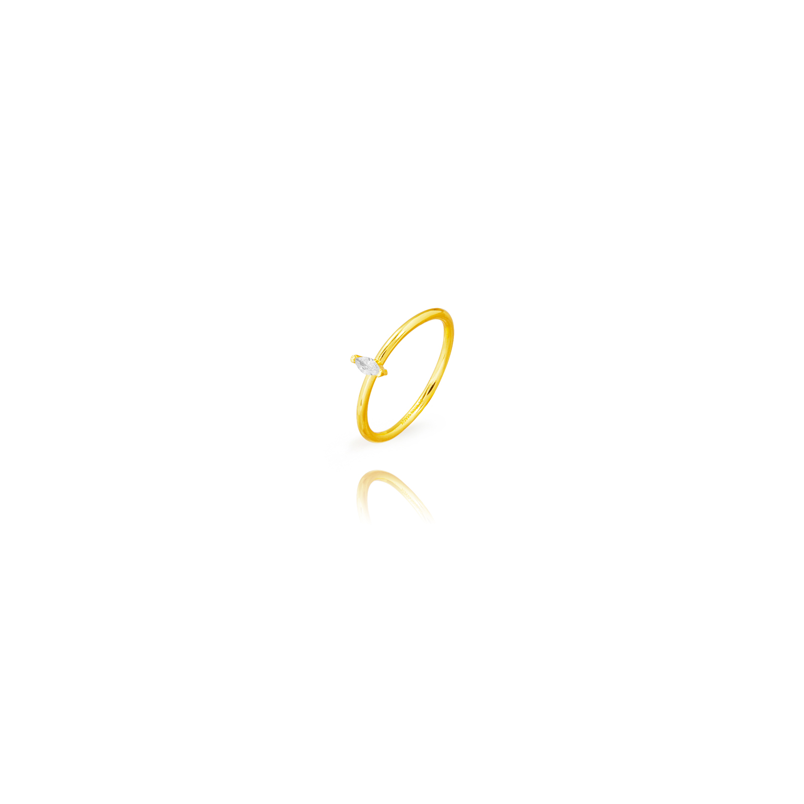 Anillo Plata Circonita Anillo Plata Circonita - Rombo - Bañado Oro