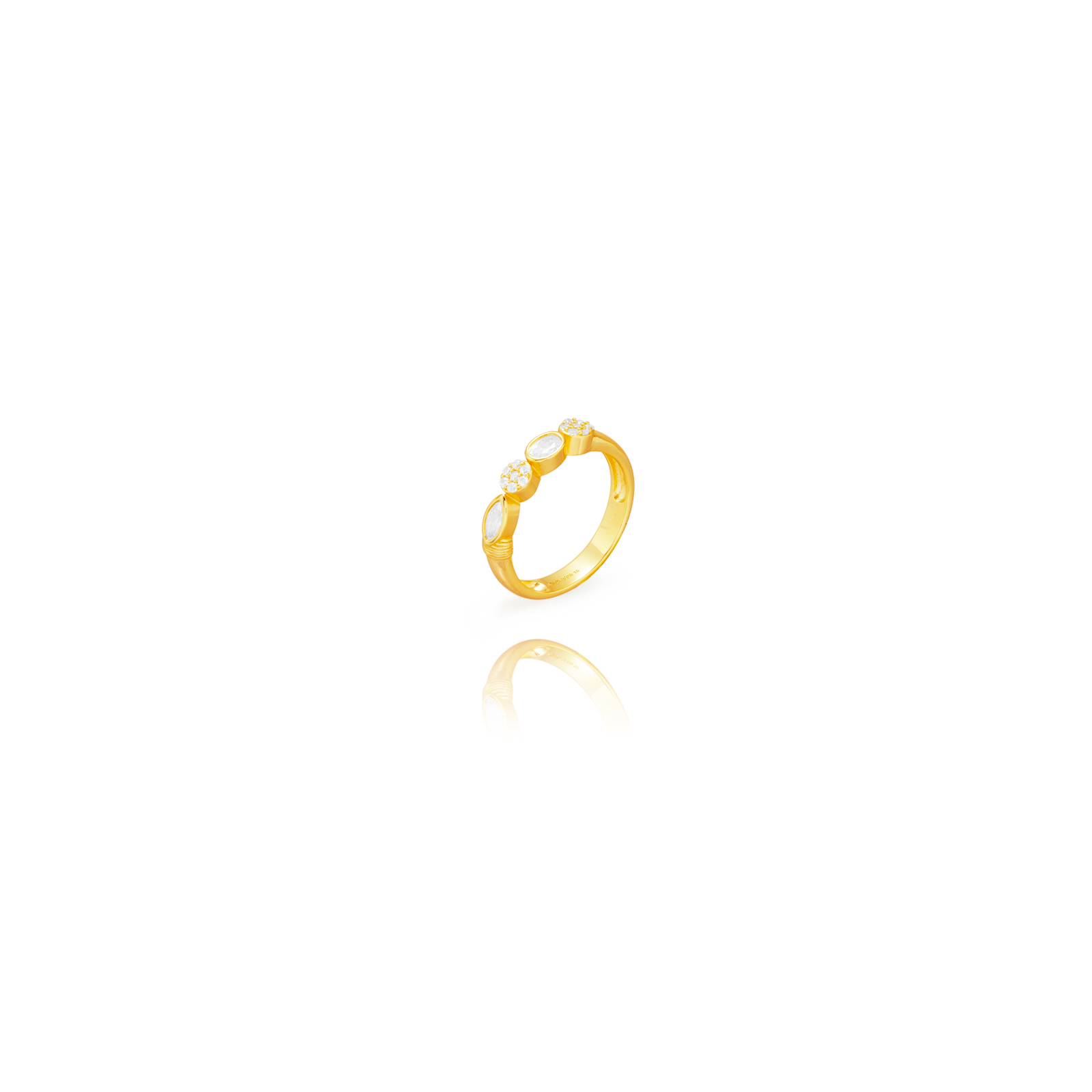 Ringe Silber Zirkonia Silberring – 4 Zirkonia 4 mm – vergoldet