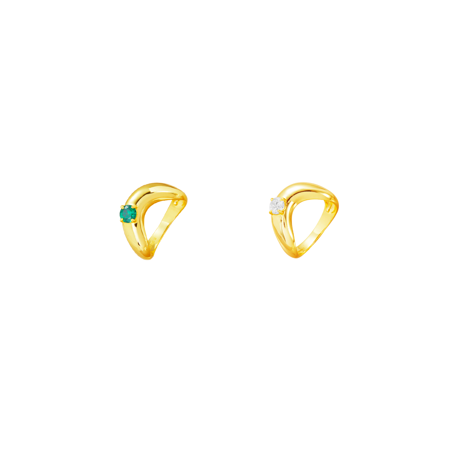 Anillo Plata Circonita Anillo Plata Circonita - Ola - Bañado Oro