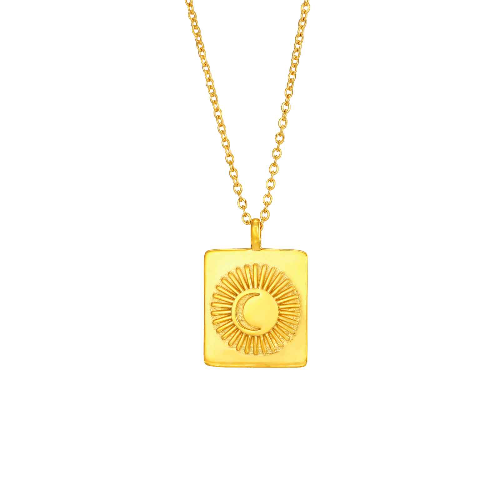 Collar Acero Liso Collar Acero - Eslabón - Sol - 38+6 cm Bañado Oro