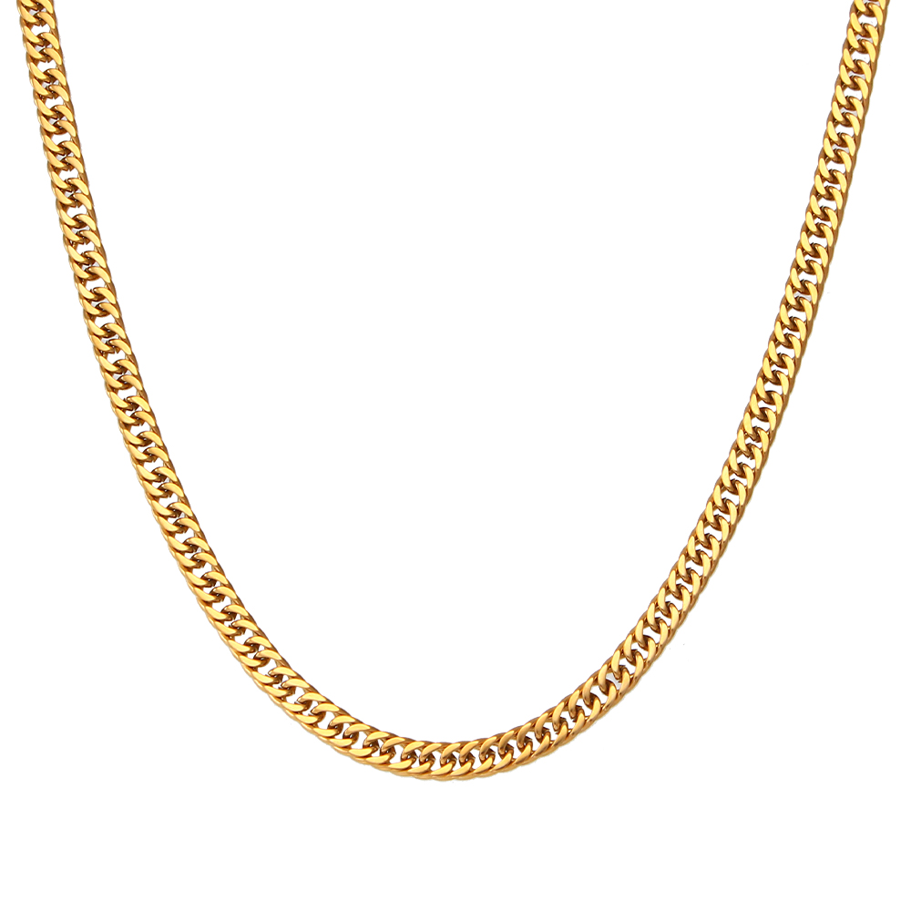 Steel Necklaces Steel close cuban Necklace - 4 mm - 36 + 6 cm, 42 + 6 cm - Color Gold