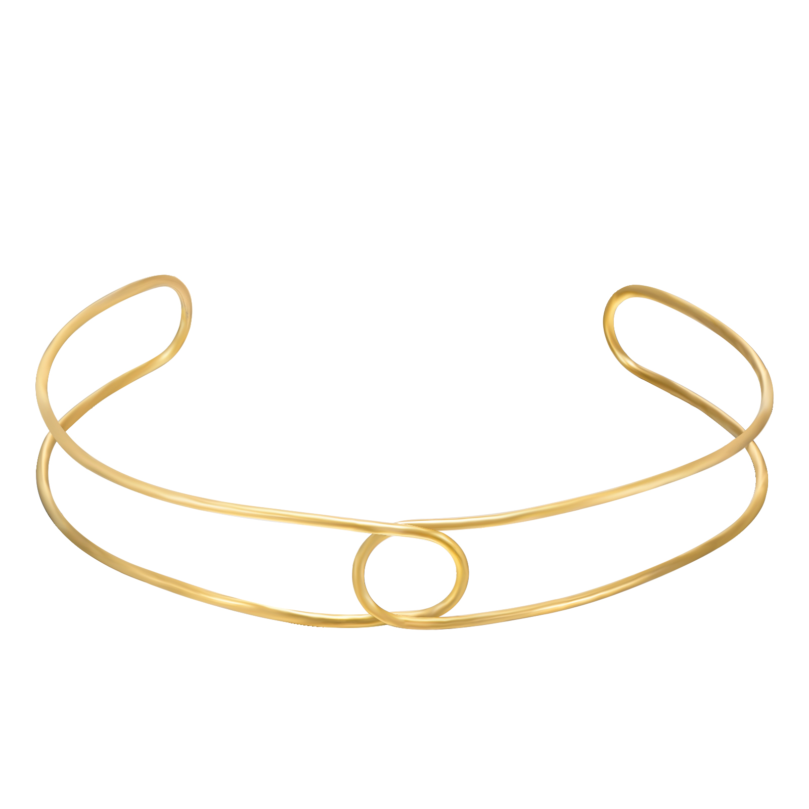 Steel Necklaces Rigid Choker - Knot Double 11cm - Gold Plated Steel