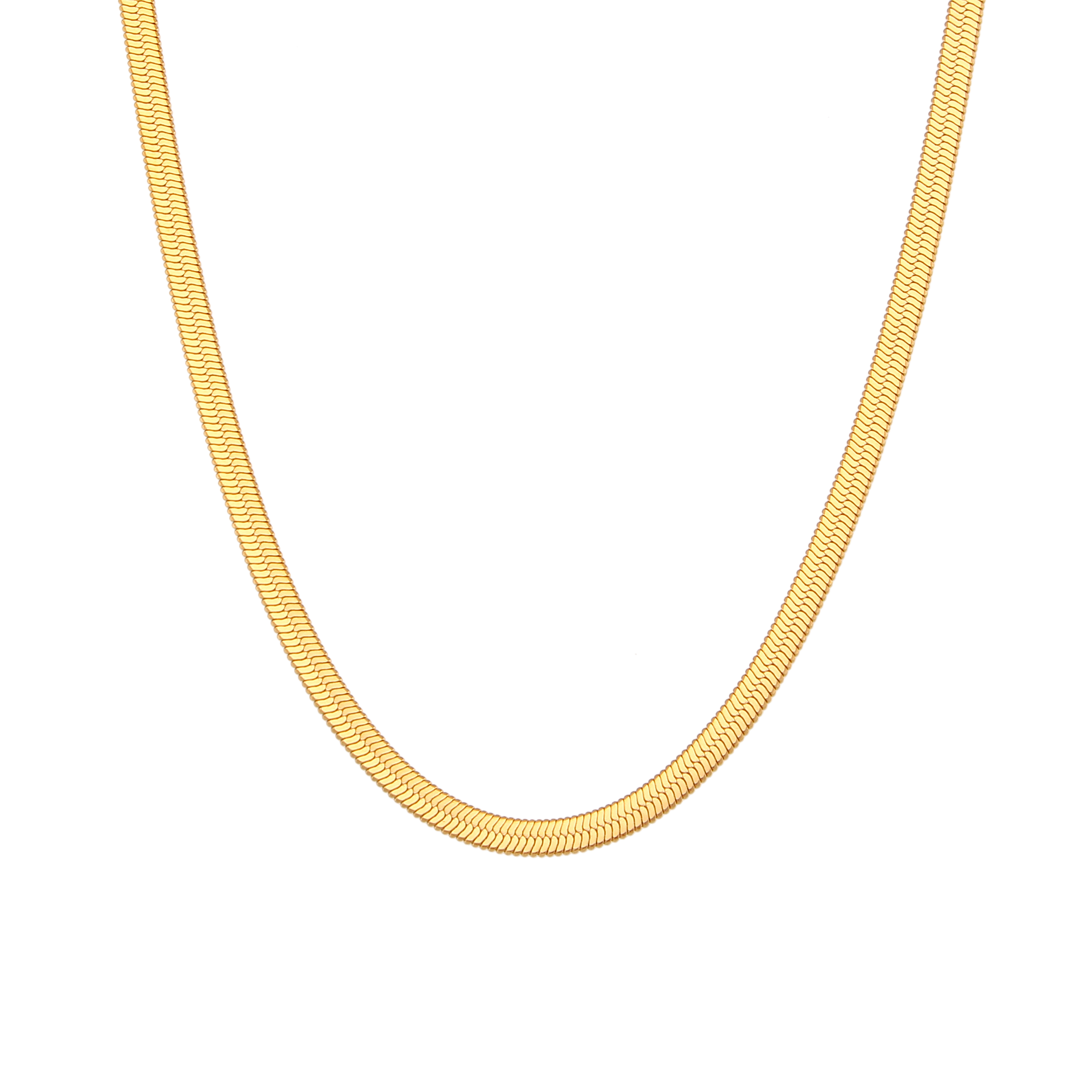 Steel Necklaces Steel Necklace - 4 mm Herryingbone - 32+6 cm, 38+4 cm, 42 cm and 48 cm - Colour Gold