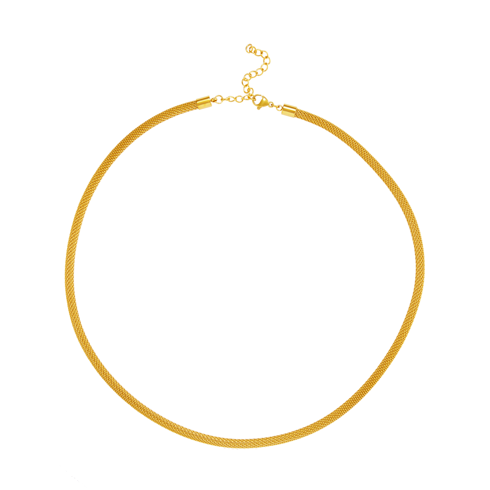 Colliers Acier Lisse Collier en acier lisse - Tube en maille - 40 + 5 cm - Doré