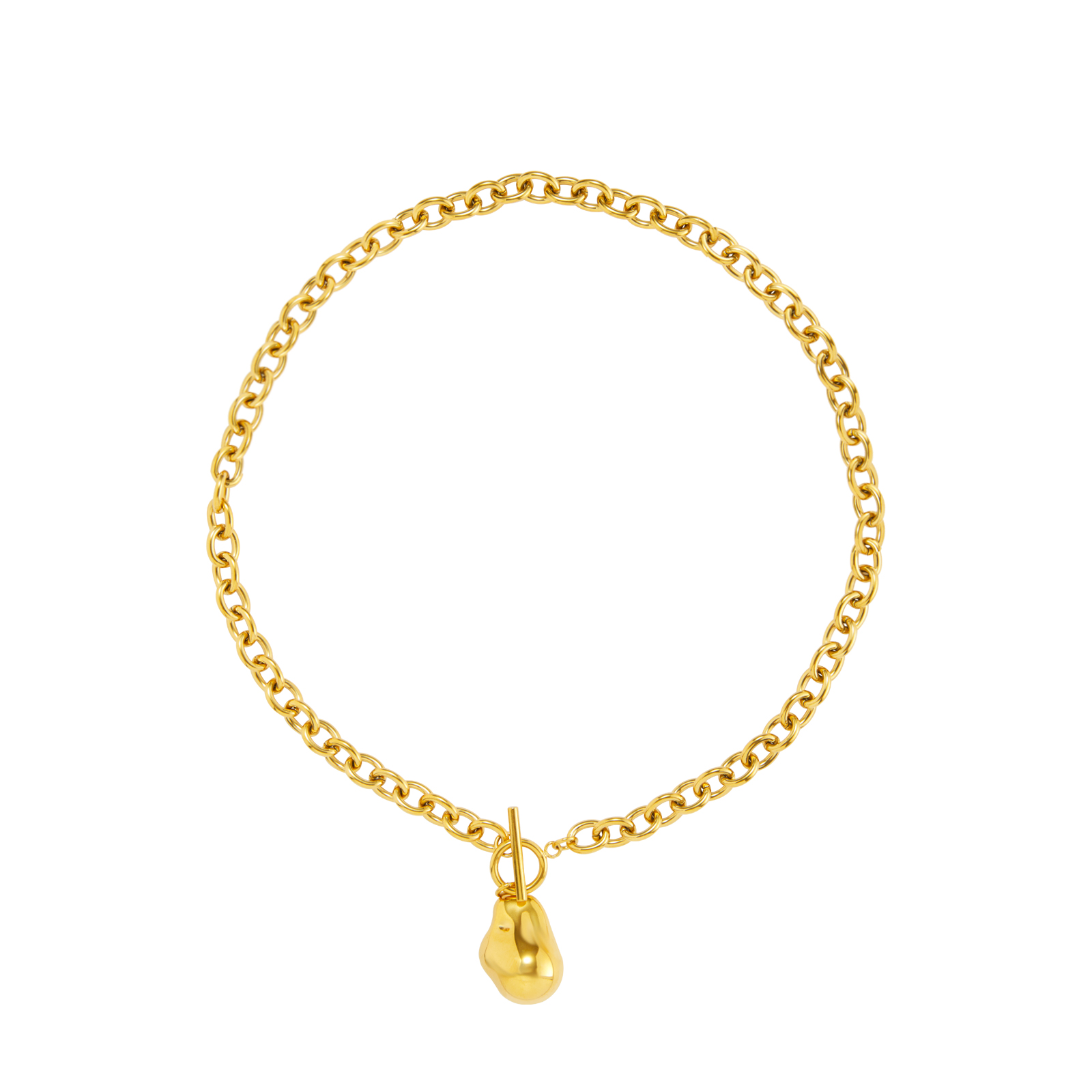 Colliers Acier Lisse Collier à maillons en acier lisse - 50 cm - Doré et argenté
