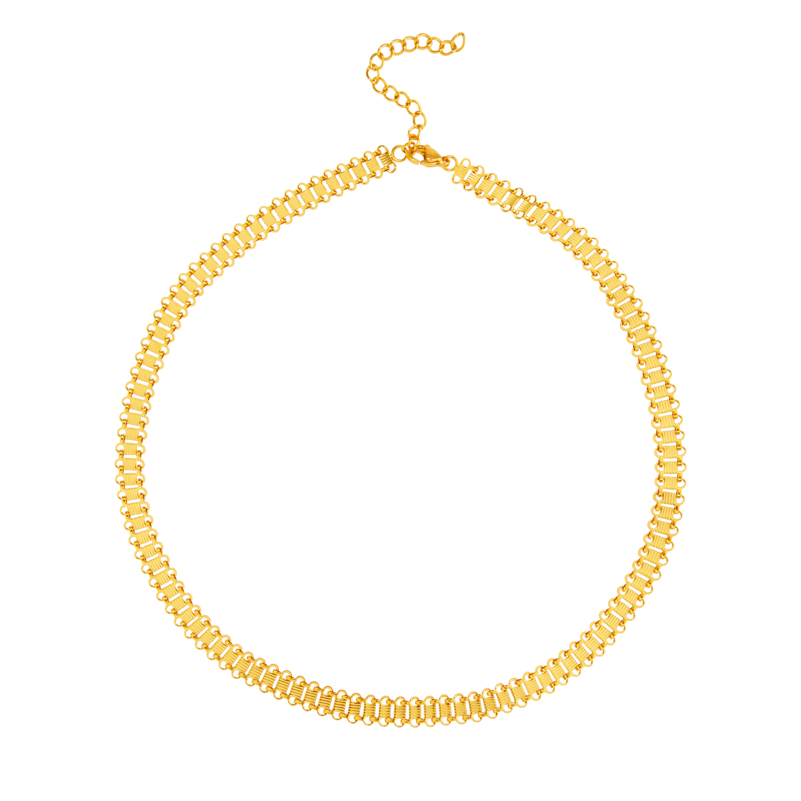 Colliers Acier Lisse Collier en acier lisse - Maillon plat - 40 + 5 cm - Or et argent
