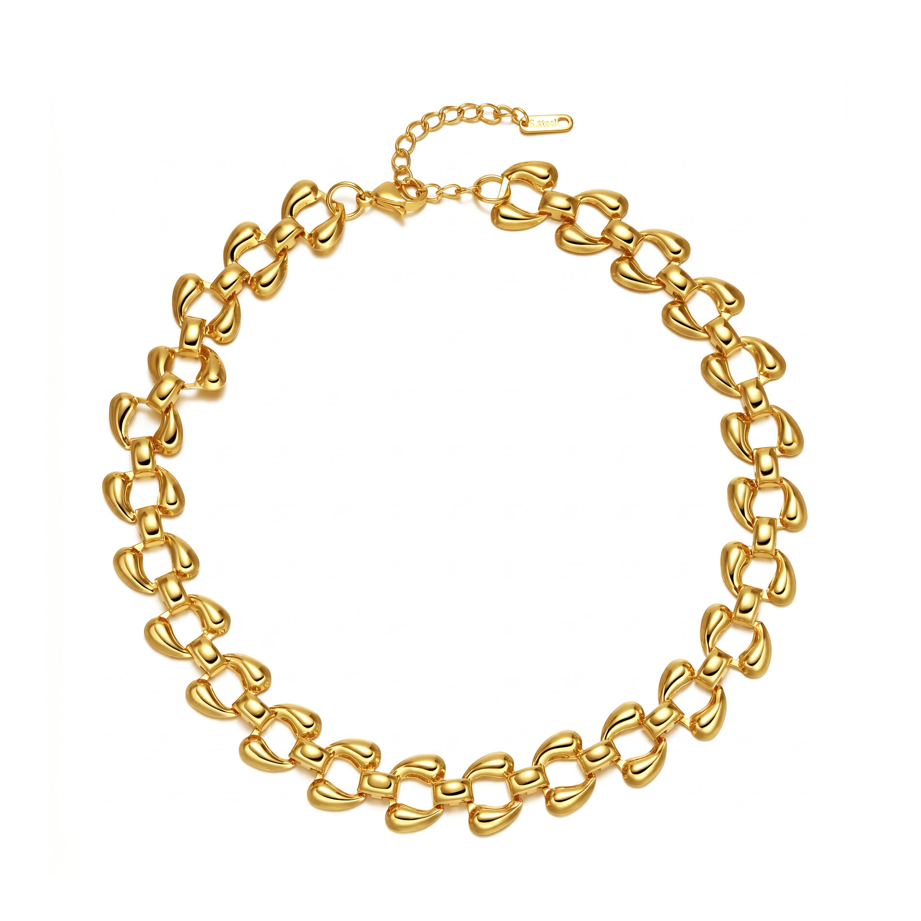 Collar Acero Liso Collar Acero  - Eslabón - 38 + 5 cm - Color Oro y Color Acero