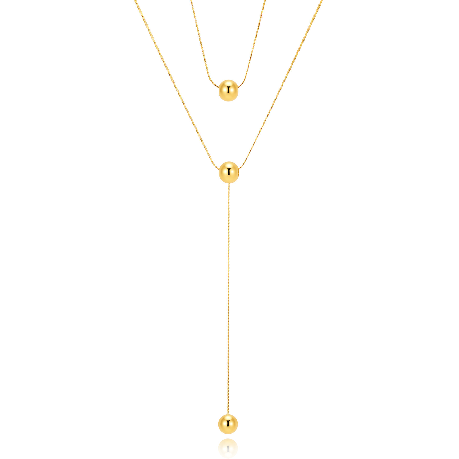 Collar Acero Liso Collar Acero - Bolas Péndulo Diseño - 50 + 5 cm - Color Oro y Color Acero
