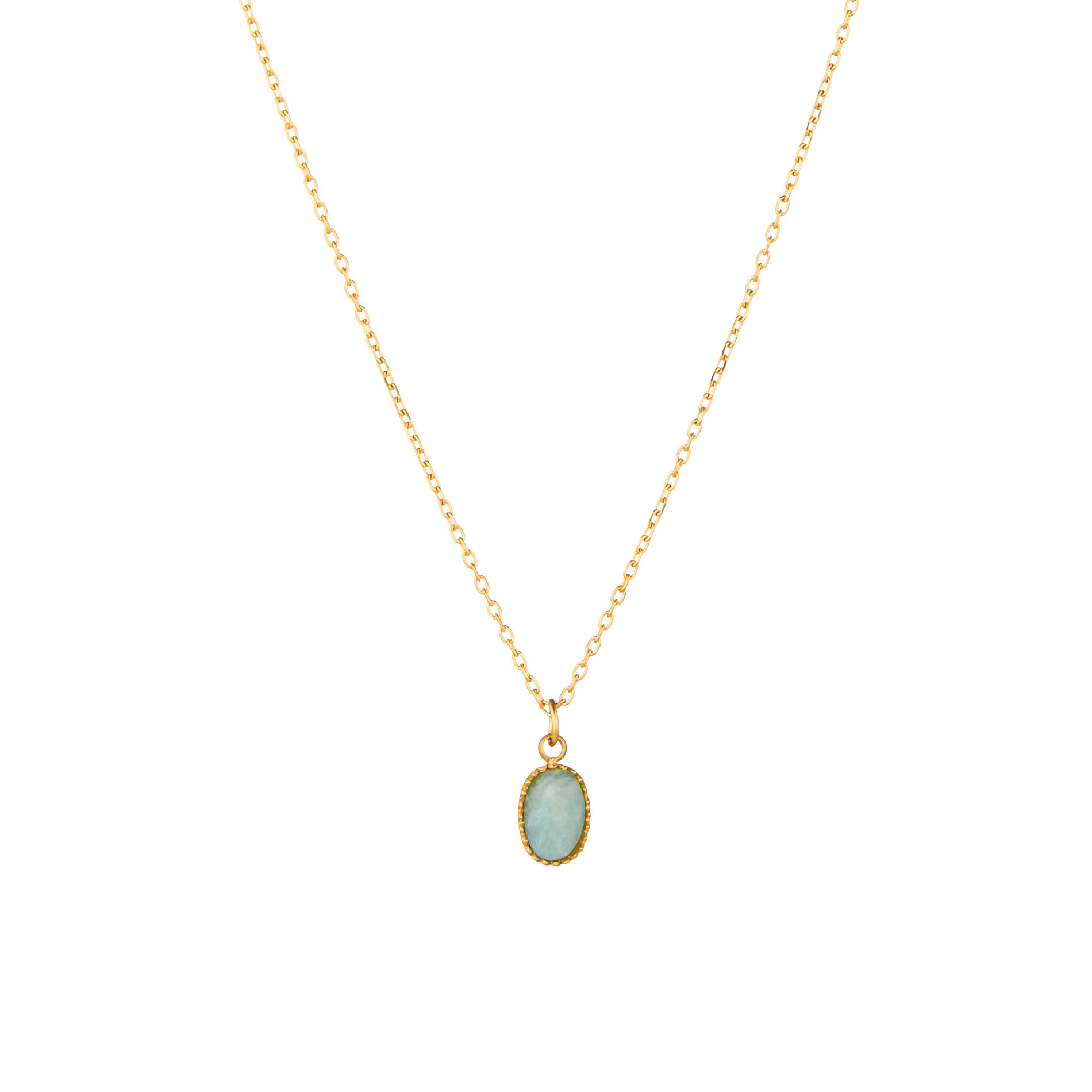 Collar Acero Liso Collar Mineral Natural  - Colgante - 38 + 5 cm - Color Oro