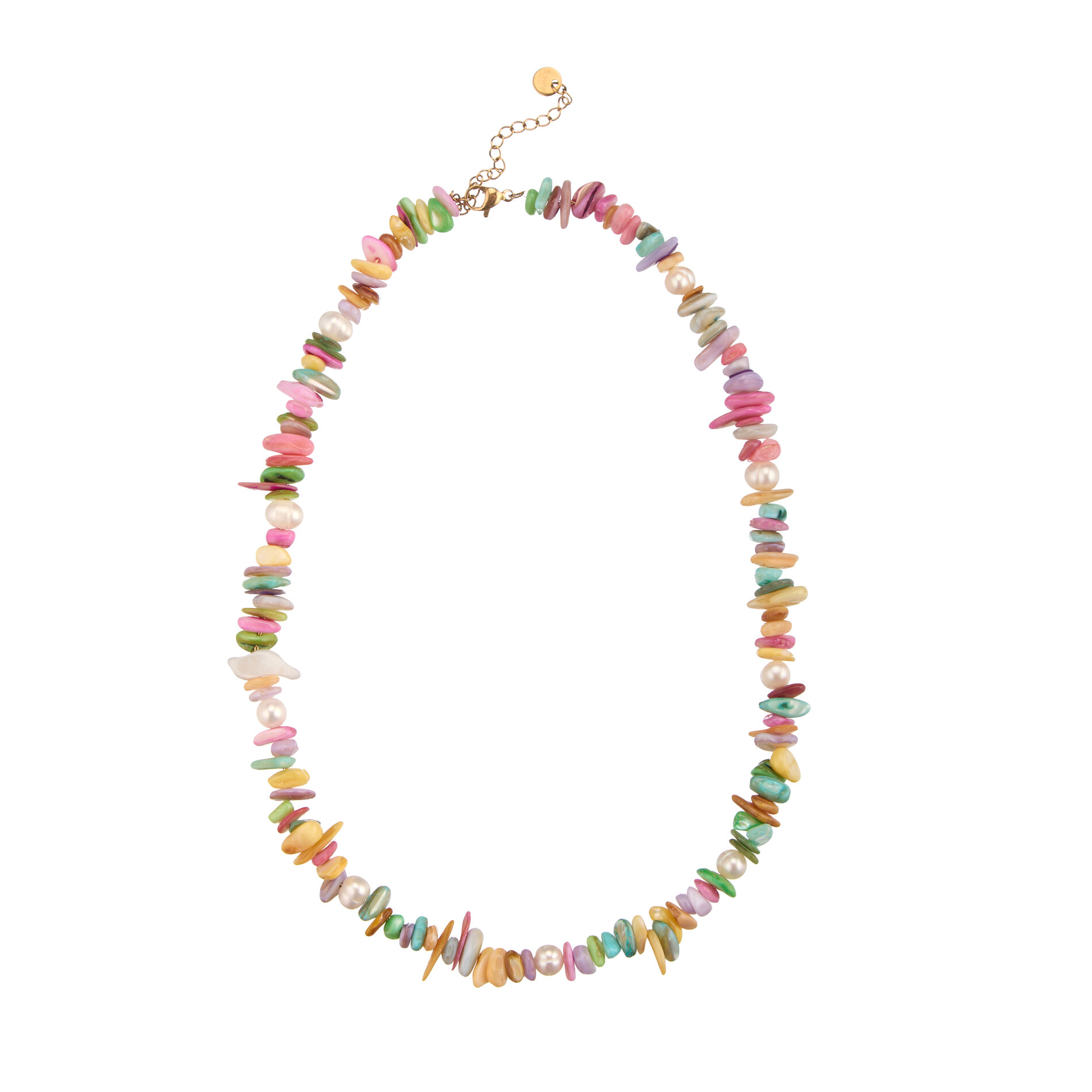 Collar Acero Mineral Collar Mineral Acero - Minerales y Perlas - 40 + 5 cm - Color Oro