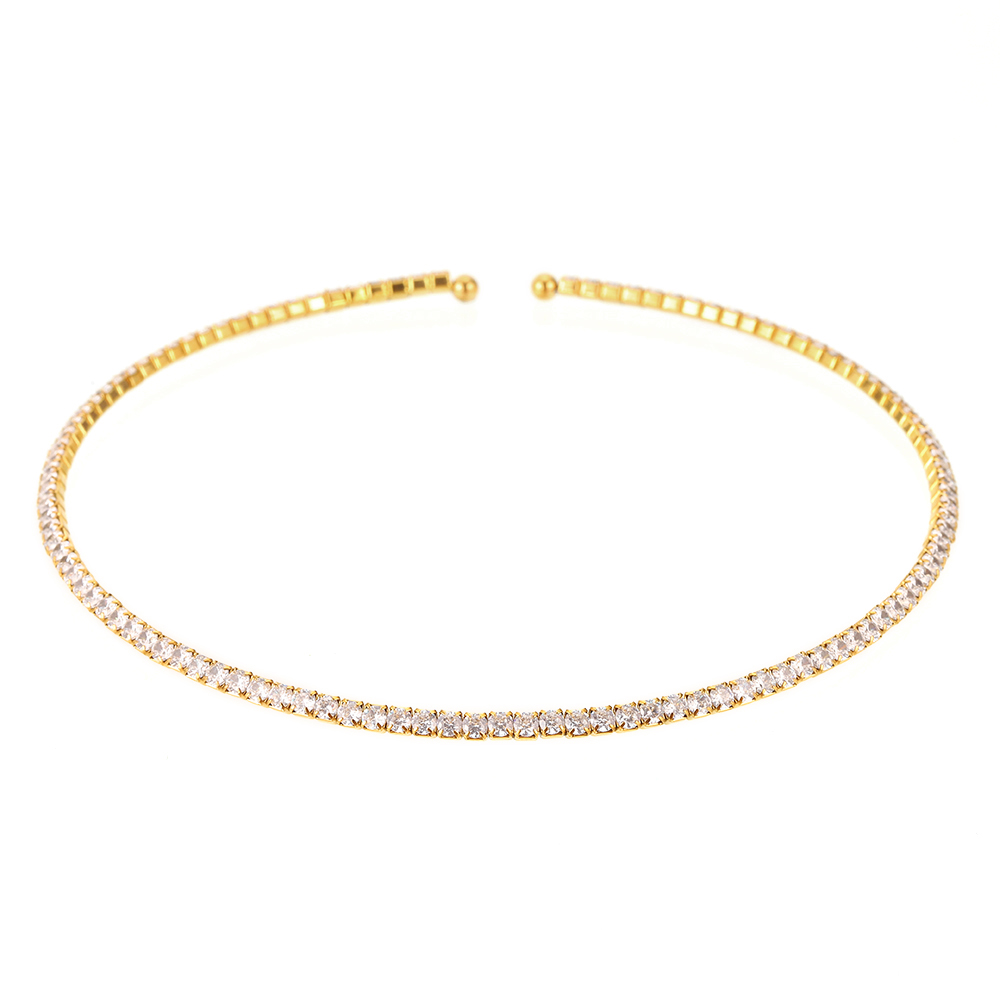 Collar Acero Circonita Steel Choker - Zirconia - Gold-Colored