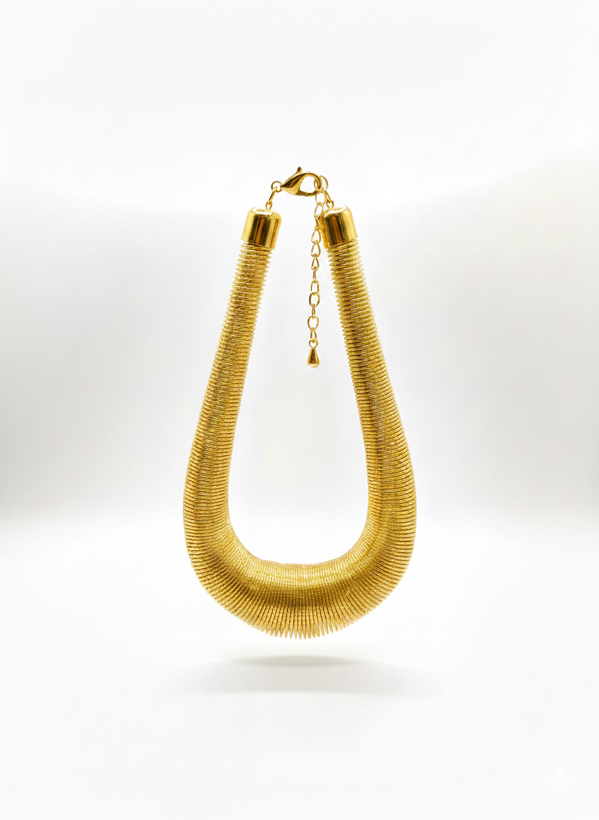 Collar Bronce Liso Collar Muelle Liso - Corte de Diamante - 37 + 5 cm - Bañado Oro