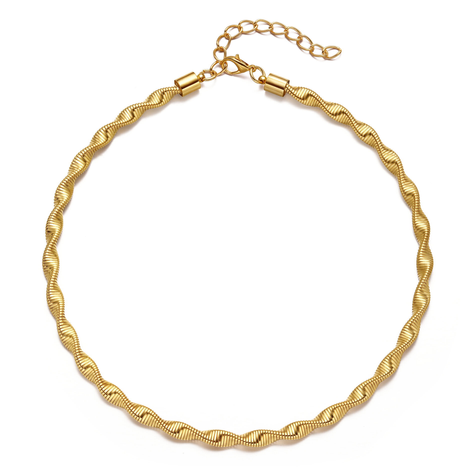 Collar Bronce Liso Choker Liso Rígido - Espiral  - Bañado Oro