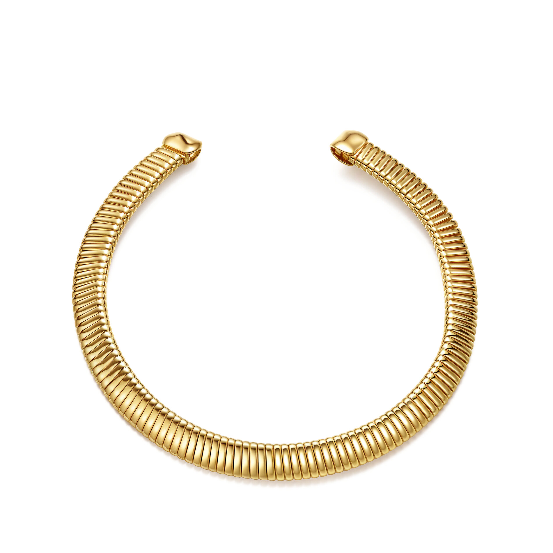 Collar Bronce Liso Choker Liso Rígido - Ajustable  - Bañado Oro