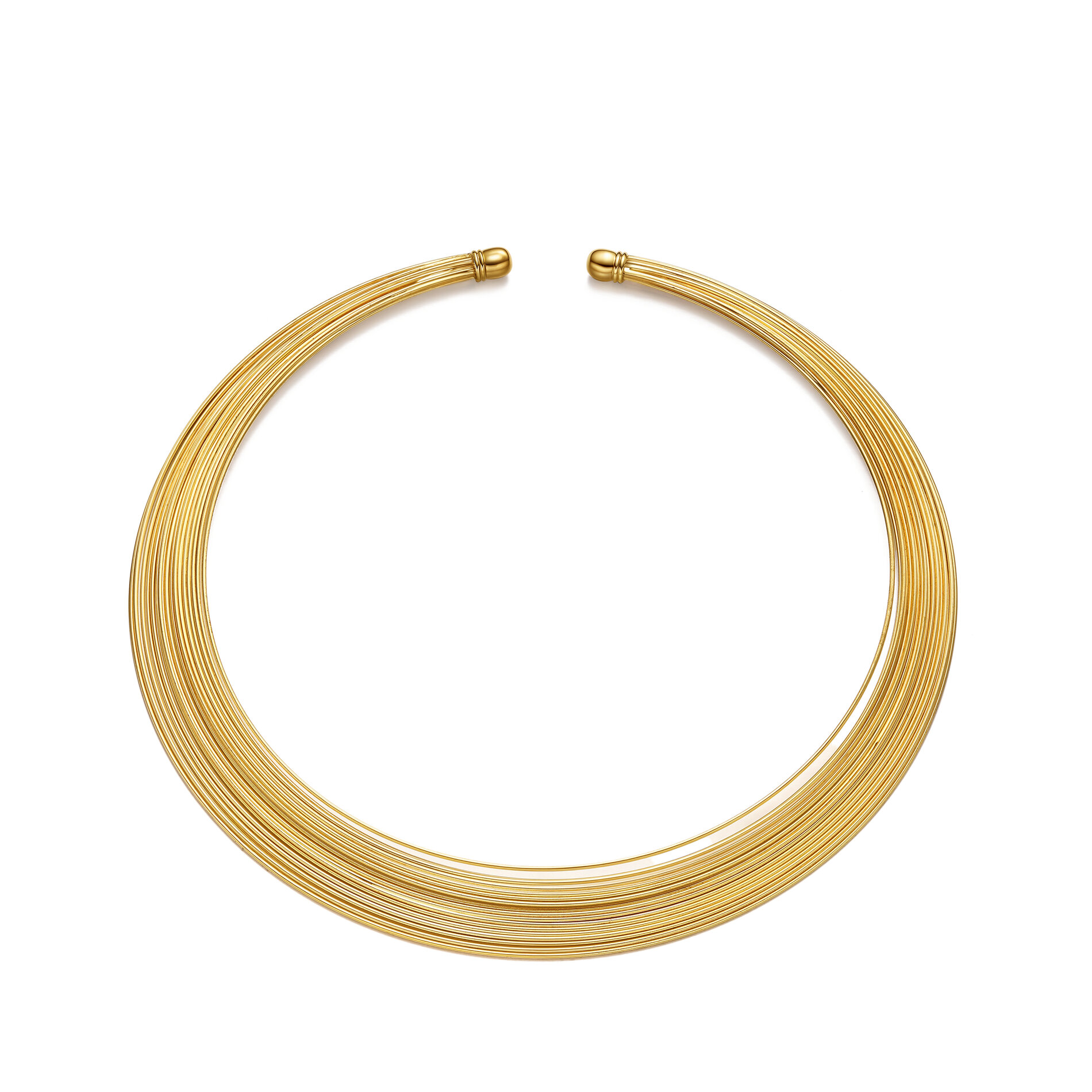 Collar Bronce Liso Choker Liso Rígido - Hilos - Ajustable  - Bañado Oro