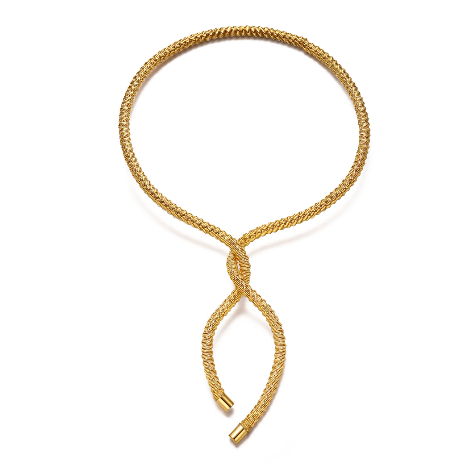 Collar Bronce Liso Choker Liso Rígido - Nudo - 21 cm  - Bañado Oro