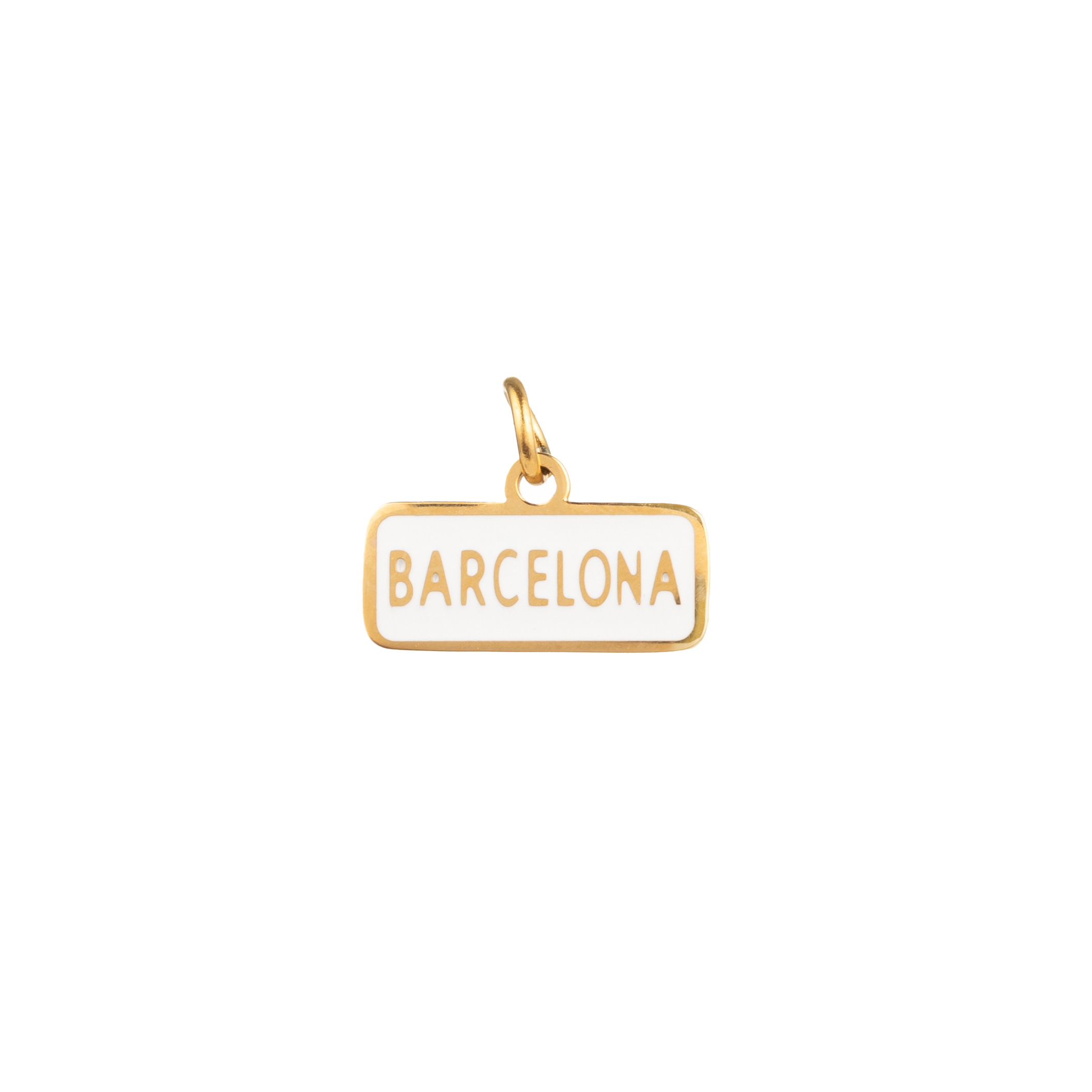 Charm Acero Charm Acero - Barcelona -  Rectangular Enamel Blanco - 15 x 7 mm - Color Oro