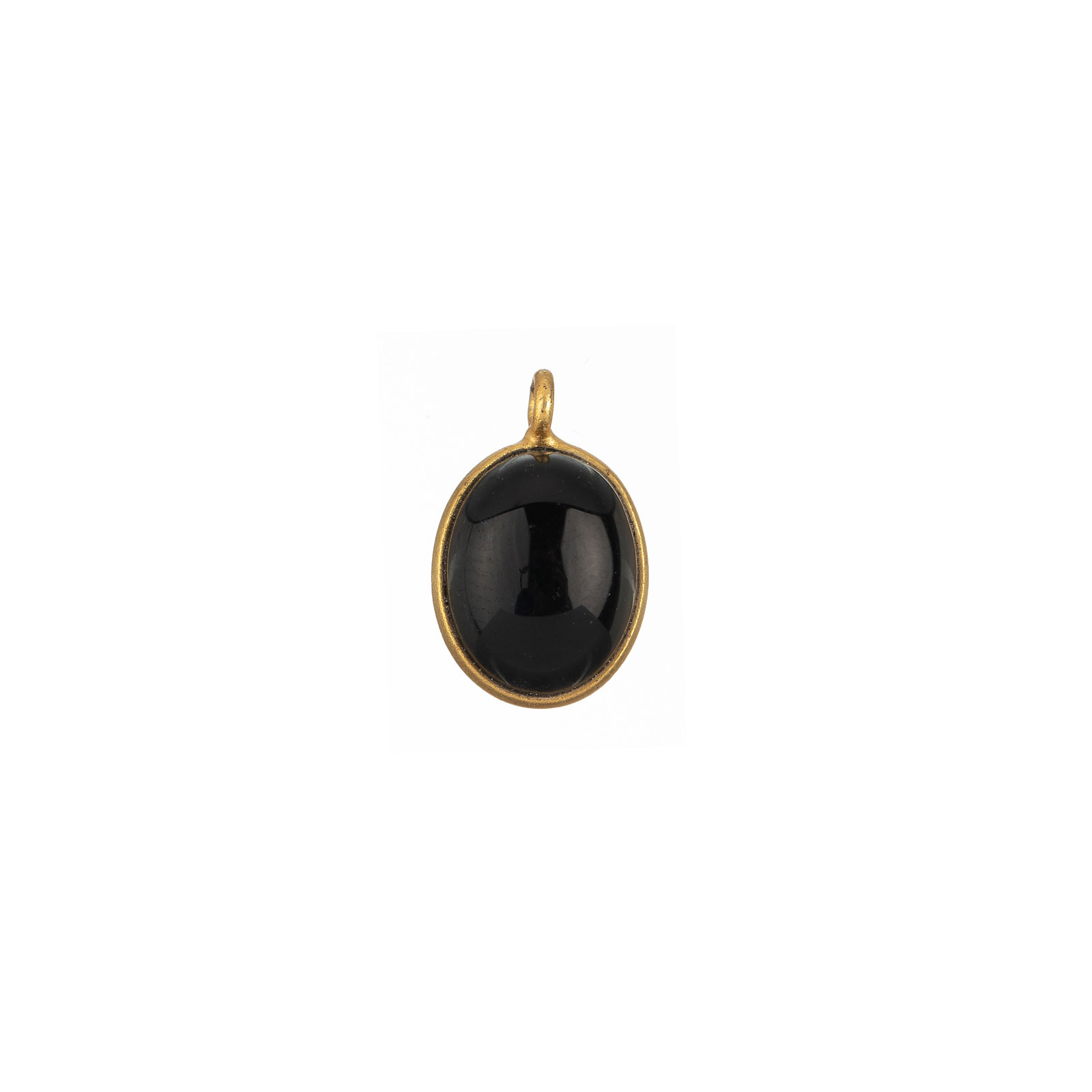 Silver Stone Charms Mineral Cabochon Charm - Oval - 8*10mm - 1pc - Gold Plated