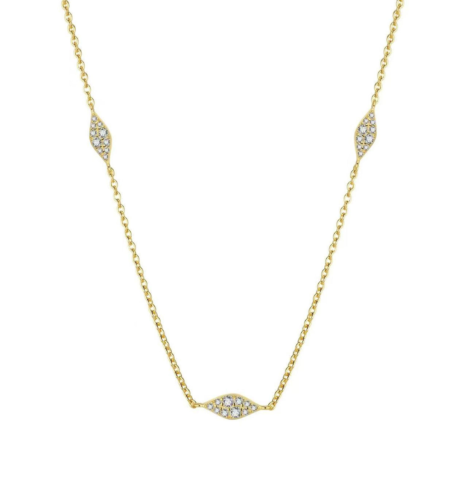 Halsketten Silber Zirkonia Marquise Zirkonia Halskette - 35 + 5 cm – vergoldet und rhodiniertes Silber