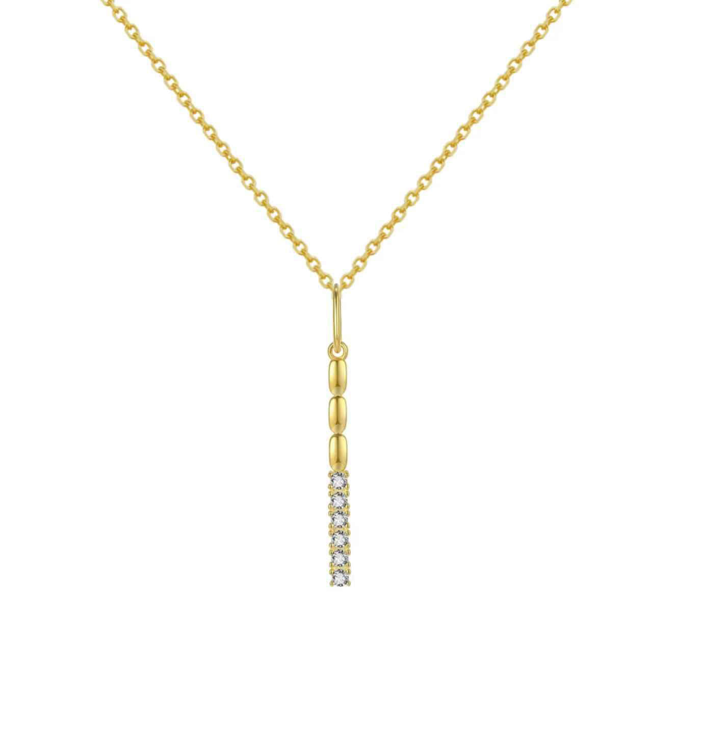 Halsketten Silber Zirkonia Zirkonia Bar Halskette - 40 + 5 cm – vergoldet und rhodiniertes Silber