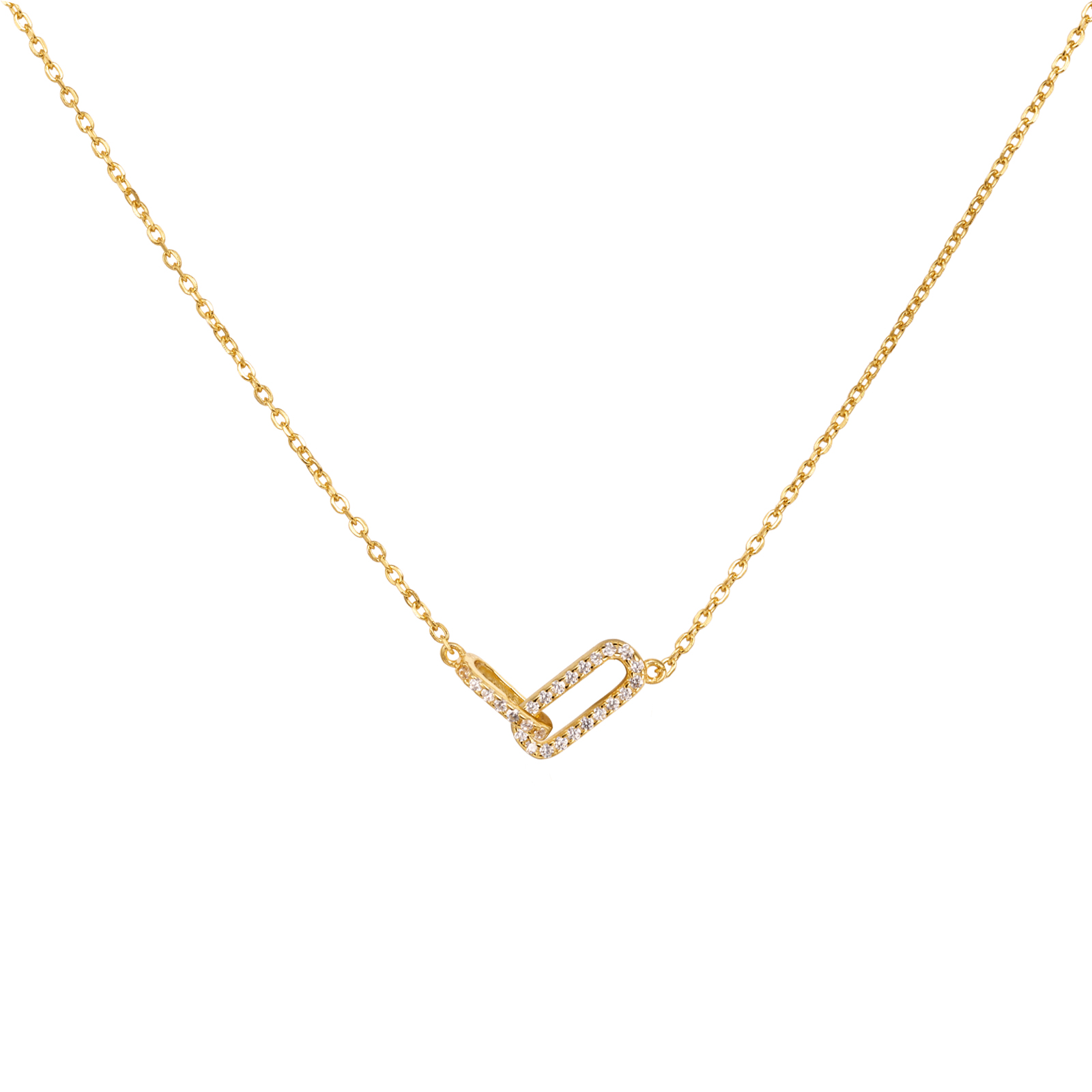 Halsketten Silber Zirkonia Knoten halskette 17mm – Zirkonia – 38+5cm – vergoldet und rhodiniertes Silber