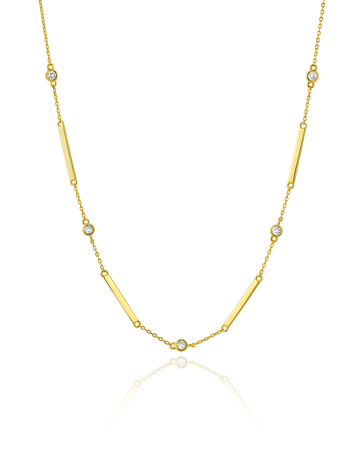Halsketten Silber Zirkonia Zirkonia Halskette - Stab 21*2 mm - 38+5cm – vergoldet